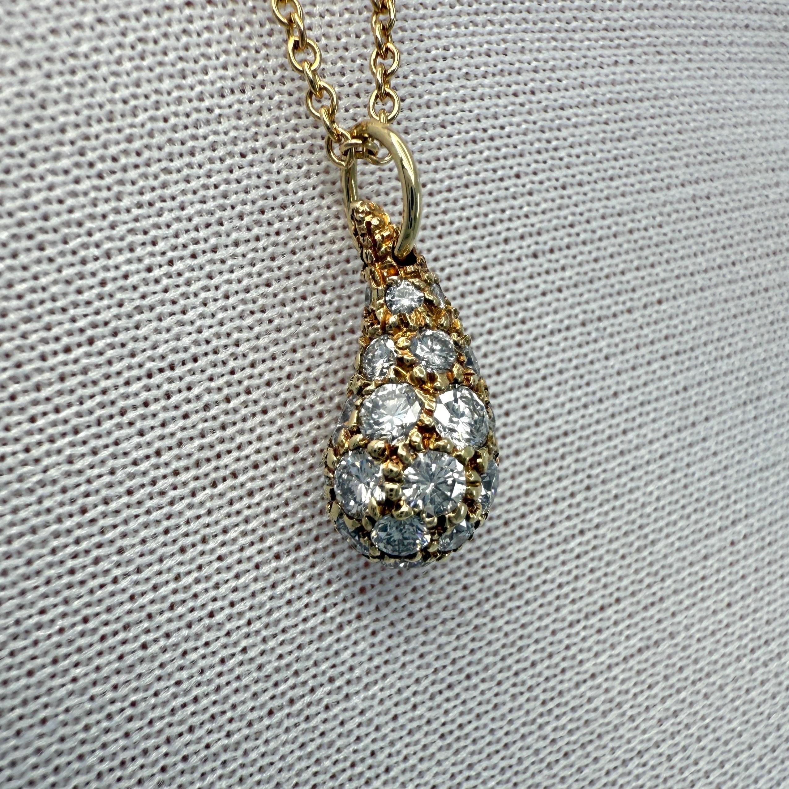 Tiffany and Co. Elsa Peretti Teardrop Diamond 18k Yellow Gold Pendant ...