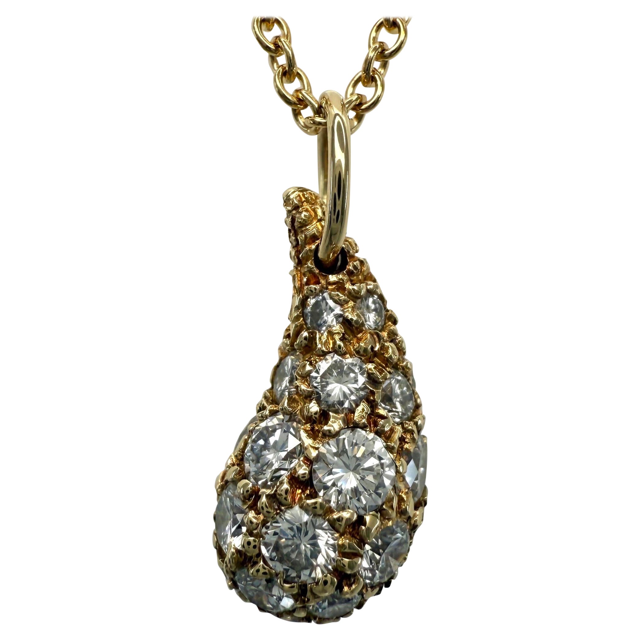 Tiffany & Co. Collana con ciondolo in oro giallo 18k con diamante a goccia di Elsa Peretti in vendita