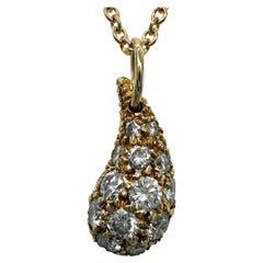 Tiffany & Co. Elsa Peretti Teardrop Diamond 18k Yellow Gold Pendant Necklace