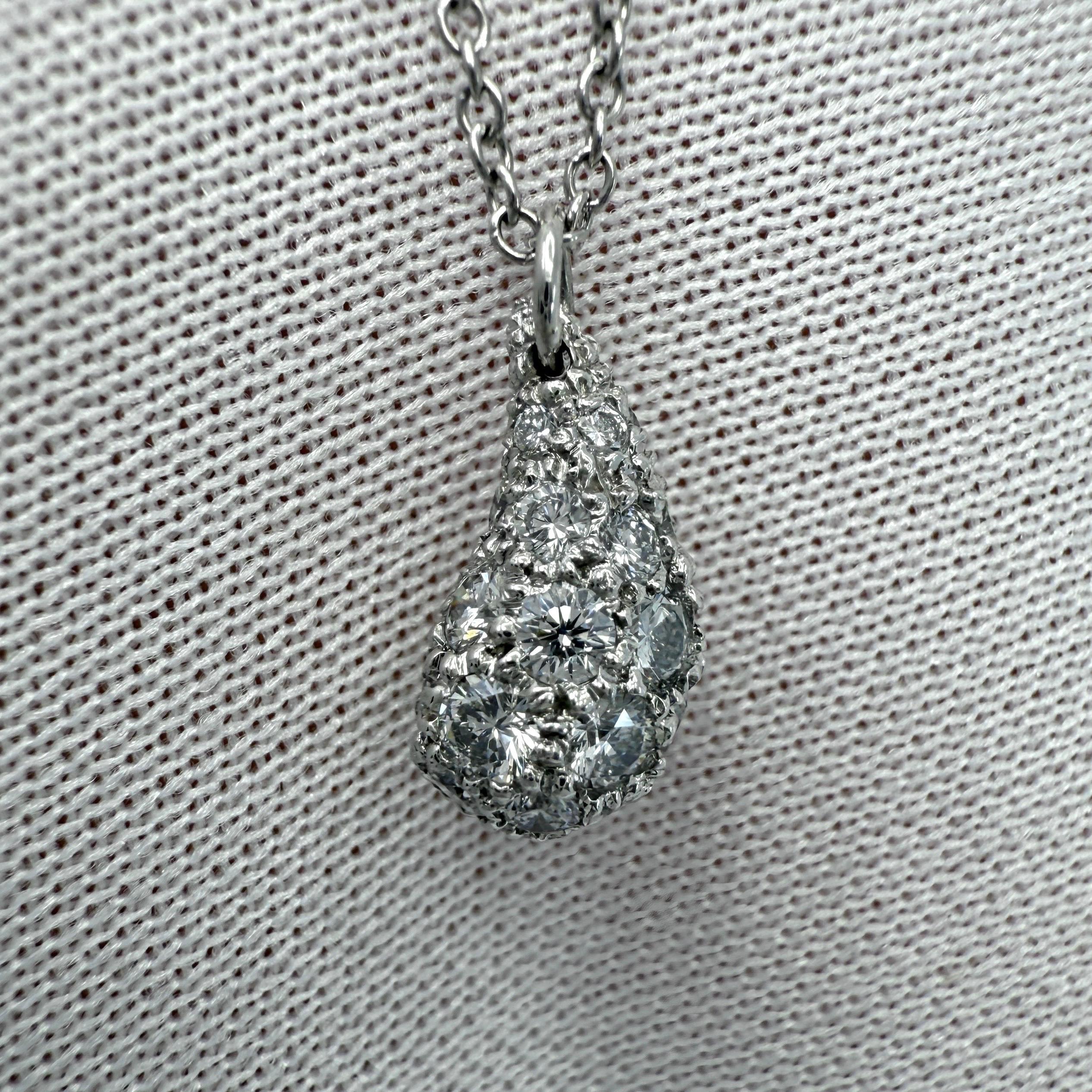 Taglio rotondo Tiffany & Co. Collana con diamante a goccia in platino 950 di Elsa Peretti in vendita
