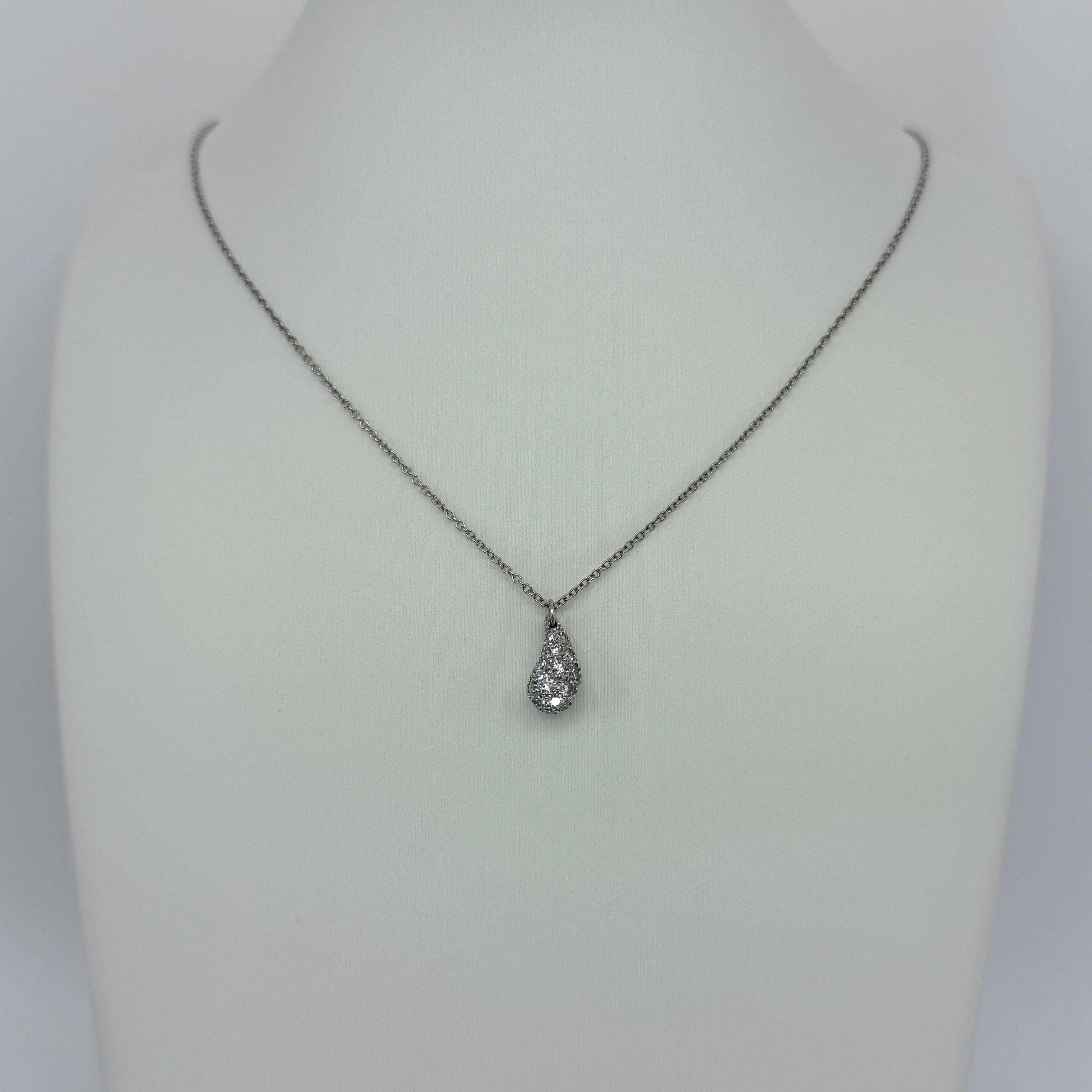 Tiffany & Co. Collana con diamante a goccia in platino 950 di Elsa Peretti In condizioni ottime in vendita a Birmingham, GB