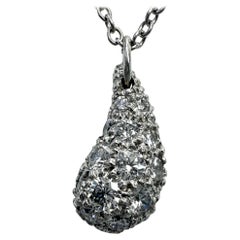 Tiffany & Co. Elsa Peretti Teardrop Diamond 950 Platinum Pendant Necklace