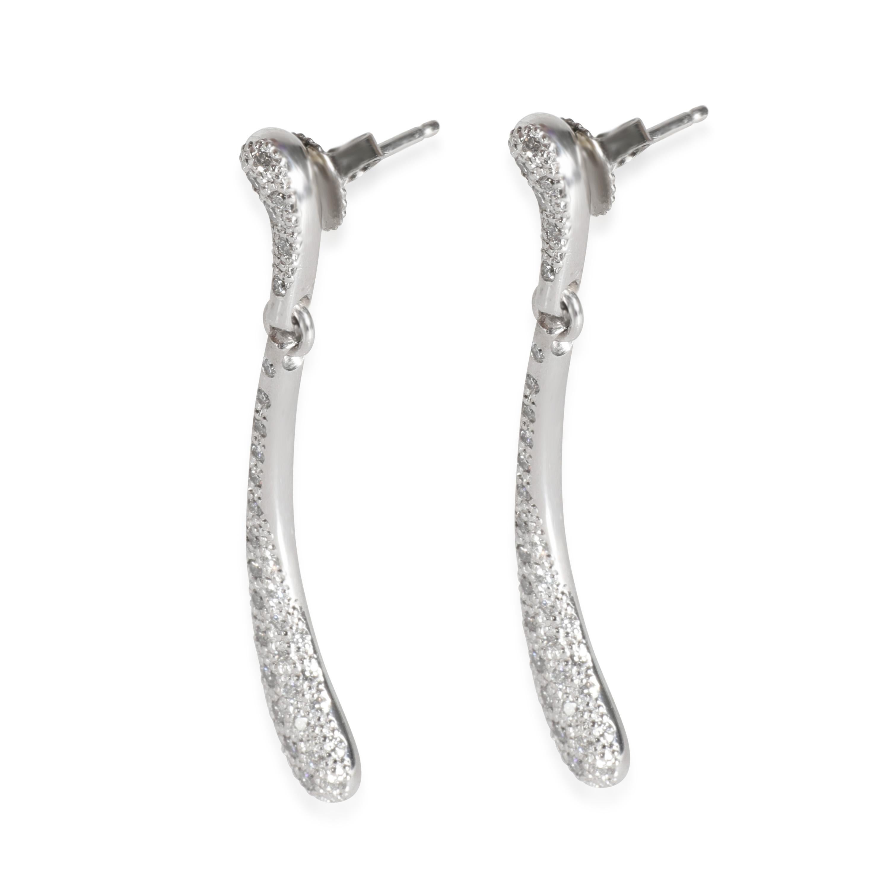 Tiffany & Co. Elsa Peretti Teardrop Diamond Drop Earrings in Platinum 0.75 CTW In Excellent Condition For Sale In New York, NY