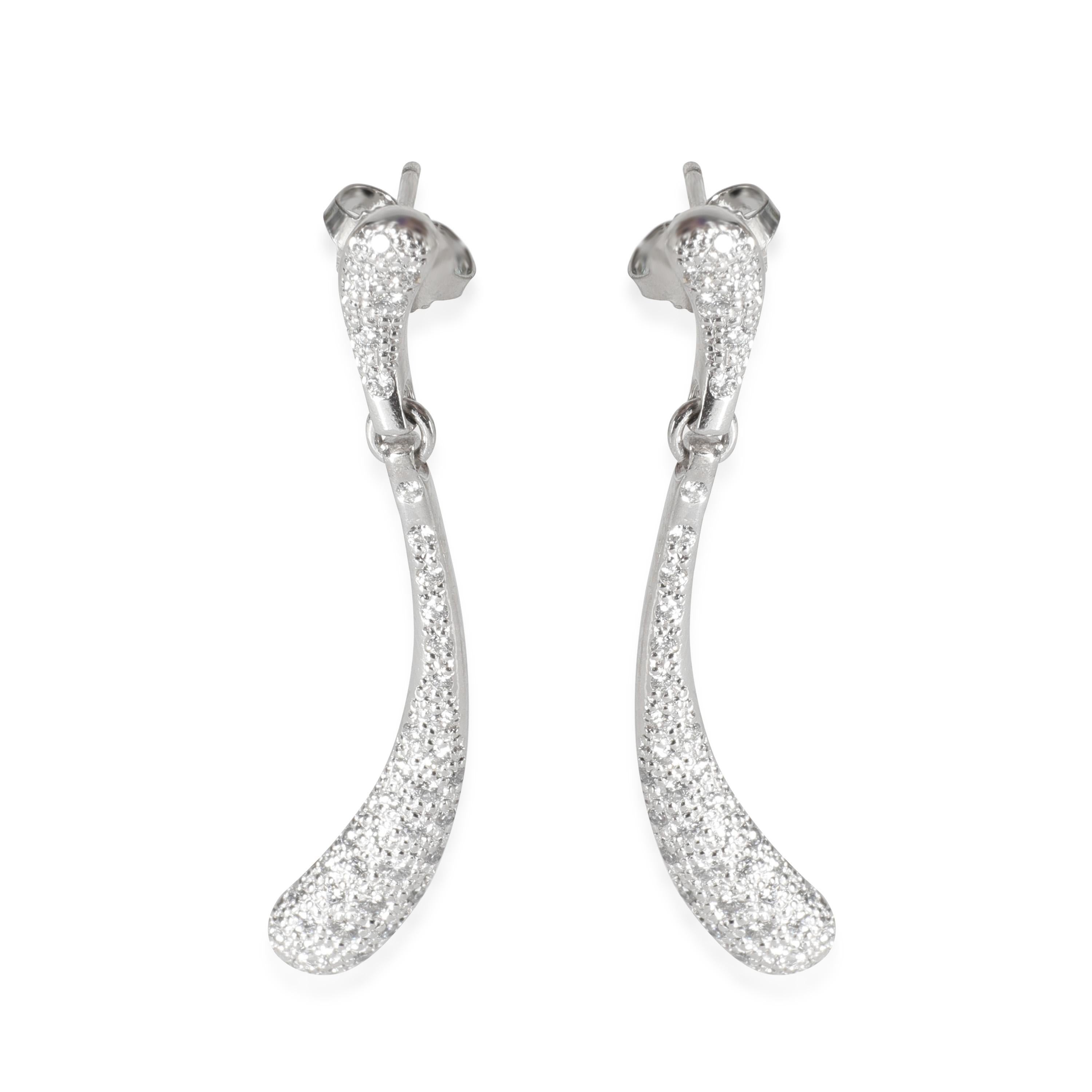 Women's Tiffany & Co. Elsa Peretti Teardrop Diamond Drop Earrings in Platinum 0.75 CTW For Sale