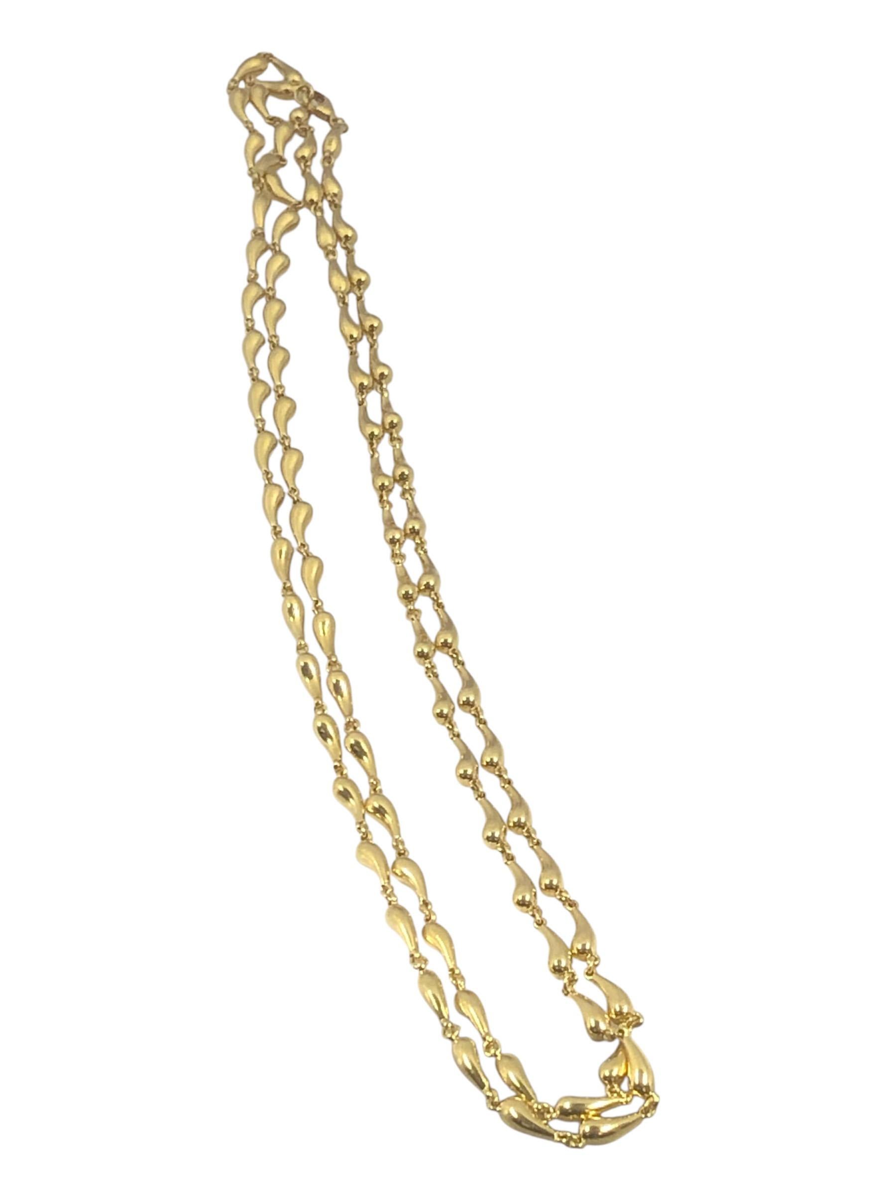 Tiffany & Co. Elsa Peretti - Collier en or jaune avec gouttes d'eau en forme d'opéra Excellent état - En vente à Chicago, IL