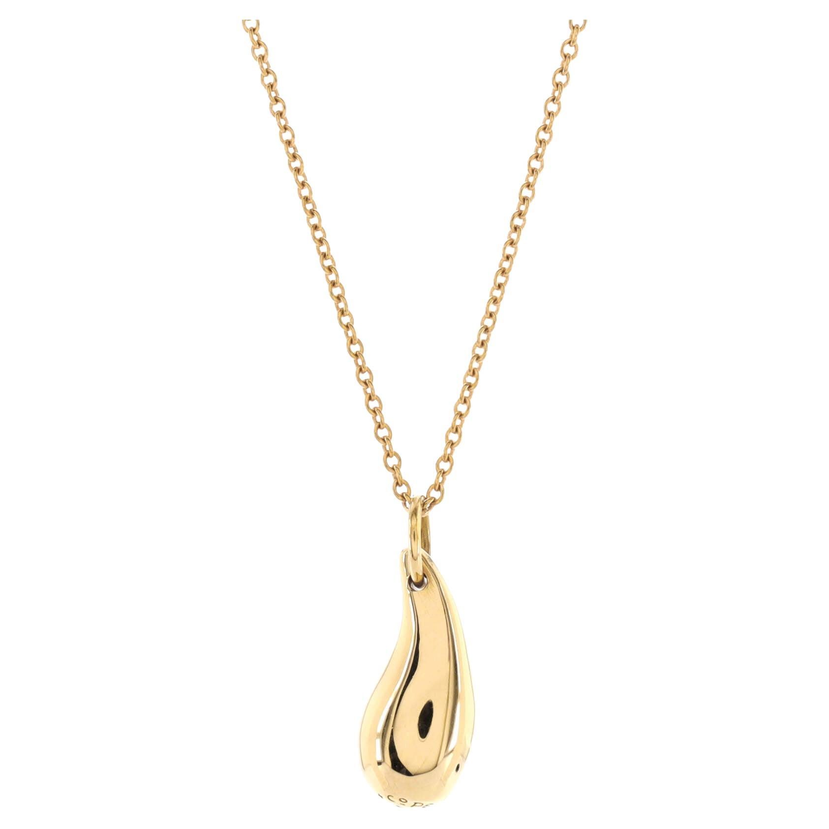 Tiffany 
Co. Elsa Peretti Teardrop Pendant Necklace 18k Yellow Gold