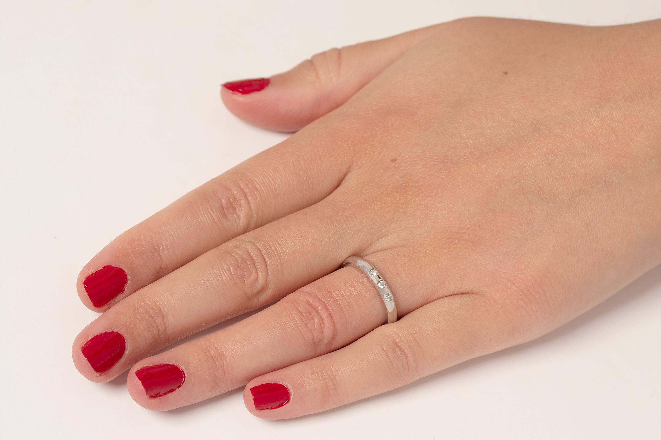 Women's Tiffany & Co. Elsa Peretti Three Diamond Wedding Band For Sale