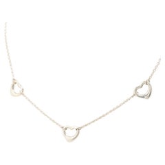 Tiffany & Co. Elsa Peretti Triple Heart Station Necklace Silver