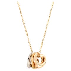 Tiffany & Co. Elsa Peretti Triple Open Heart Pendant Necklace 18k Tricolor Gold