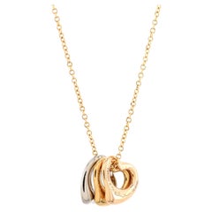 Tiffany & Co. Elsa Peretti - Collana con triplo ciondolo a cuore aperto in oro 18K Tricolore