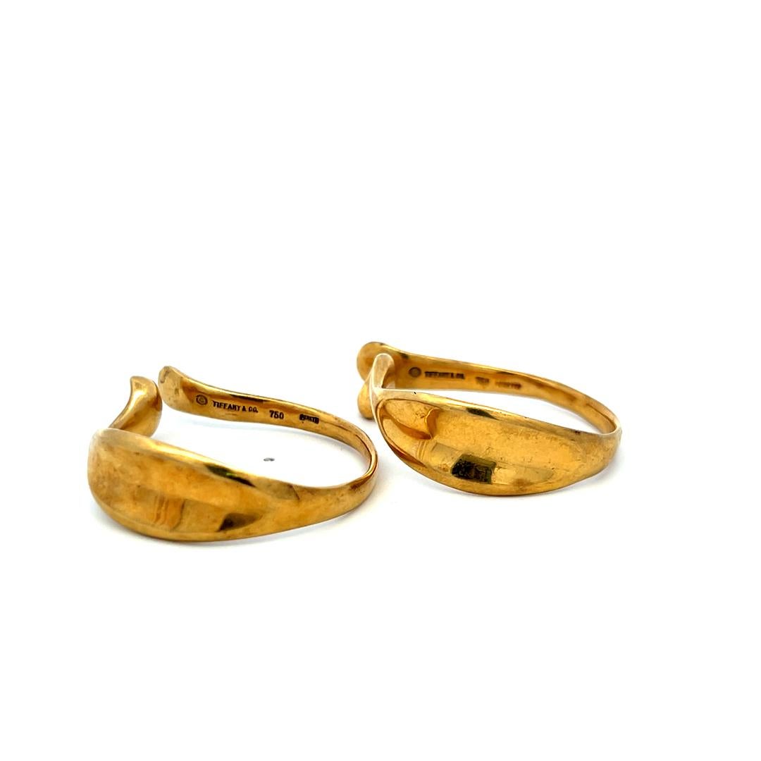 Tiffany & Co Elsa Peretti Vintage 18 Karat Yellow Gold Ear Cuff Earrings For Sale 4