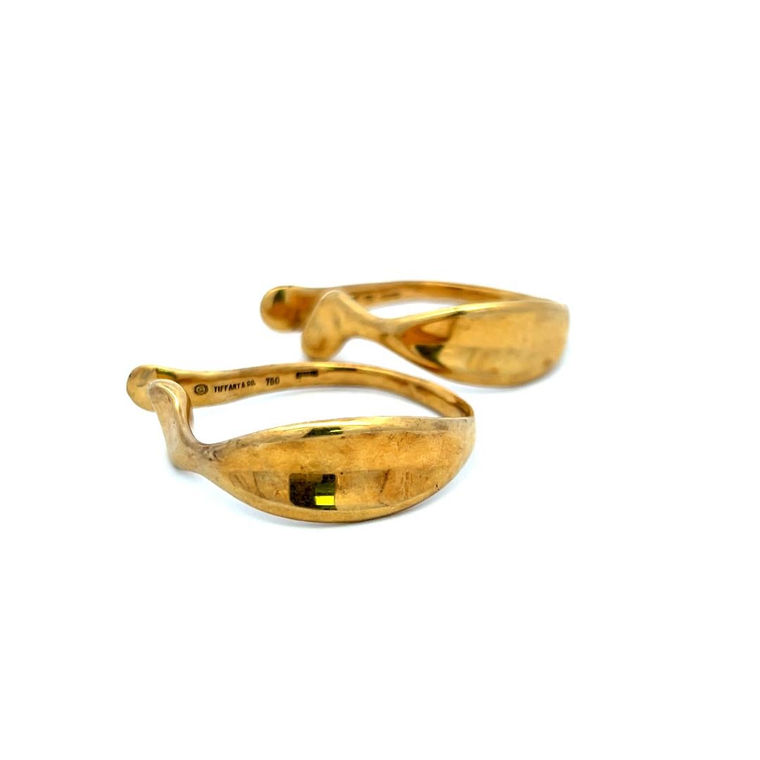 Tiffany & Co Elsa Peretti Vintage 18 Karat Yellow Gold Ear Cuff Earrings For Sale 5