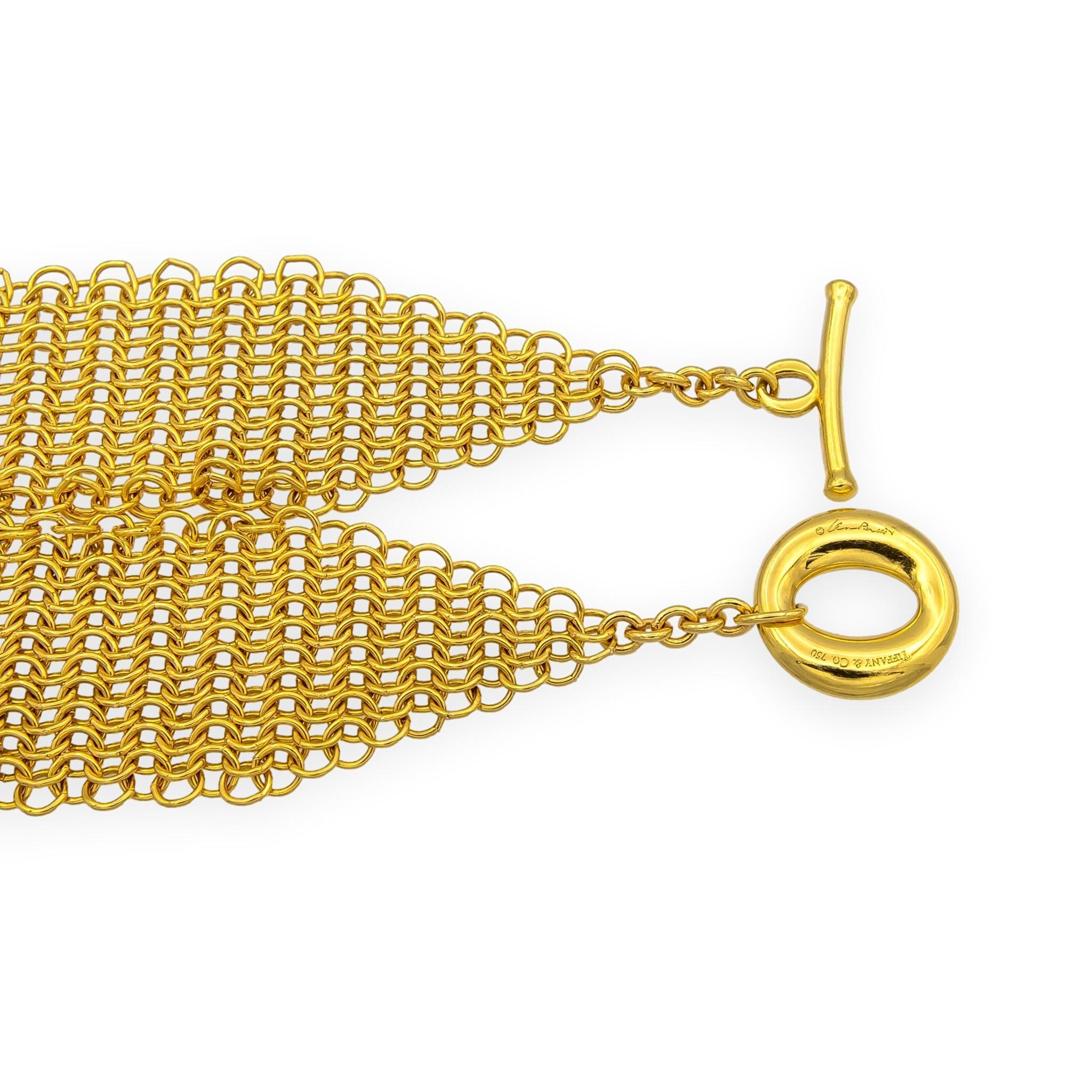Contemporary Tiffany & Co. Elsa Peretti Vintage 18K Yellow Gold Mesh Toggle Bracelet 8.5