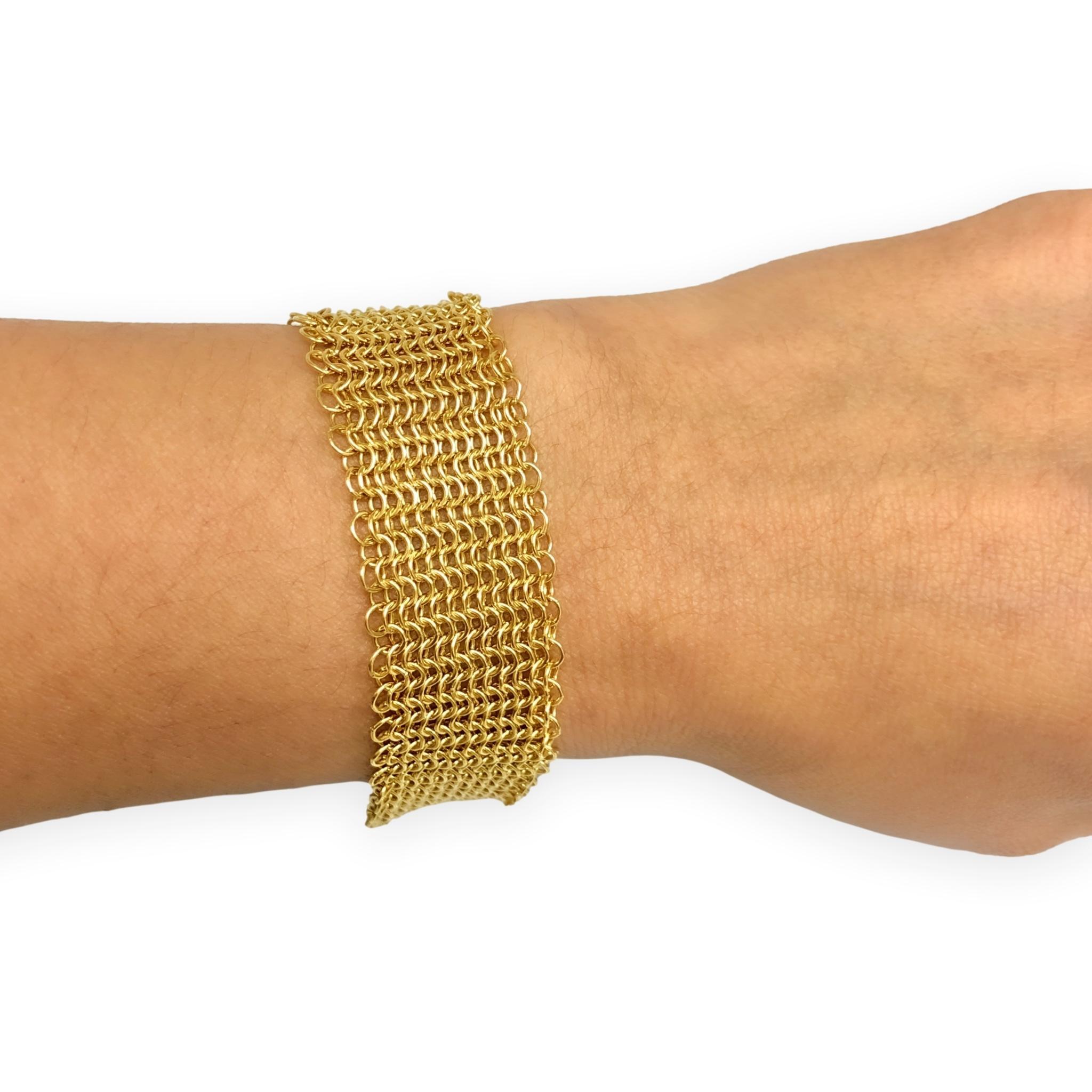Women's or Men's Tiffany & Co. Elsa Peretti Vintage 18K Yellow Gold Mesh Toggle Bracelet 8.5