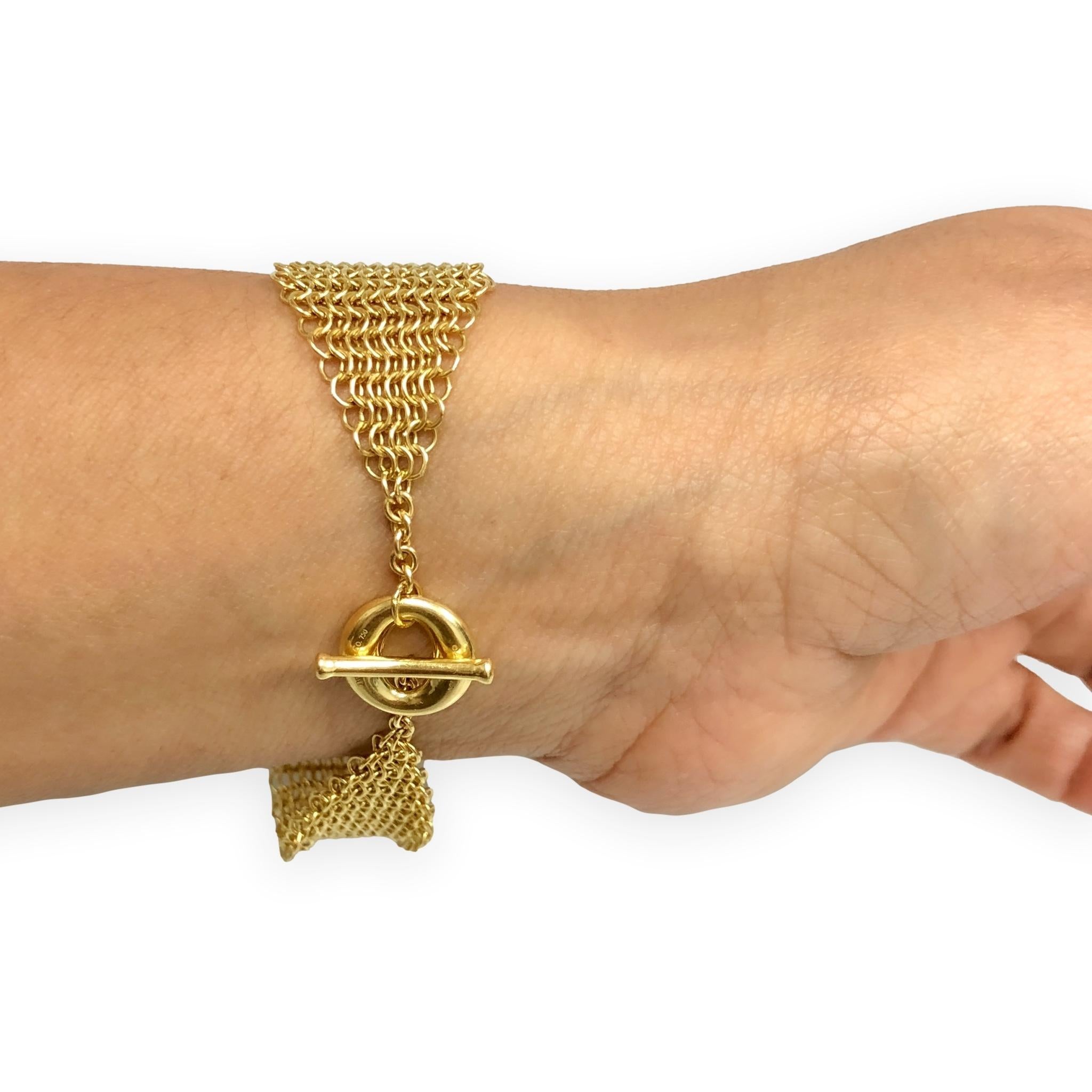 Tiffany & Co. Elsa Peretti Vintage 18K Yellow Gold Mesh Toggle Bracelet 8.5