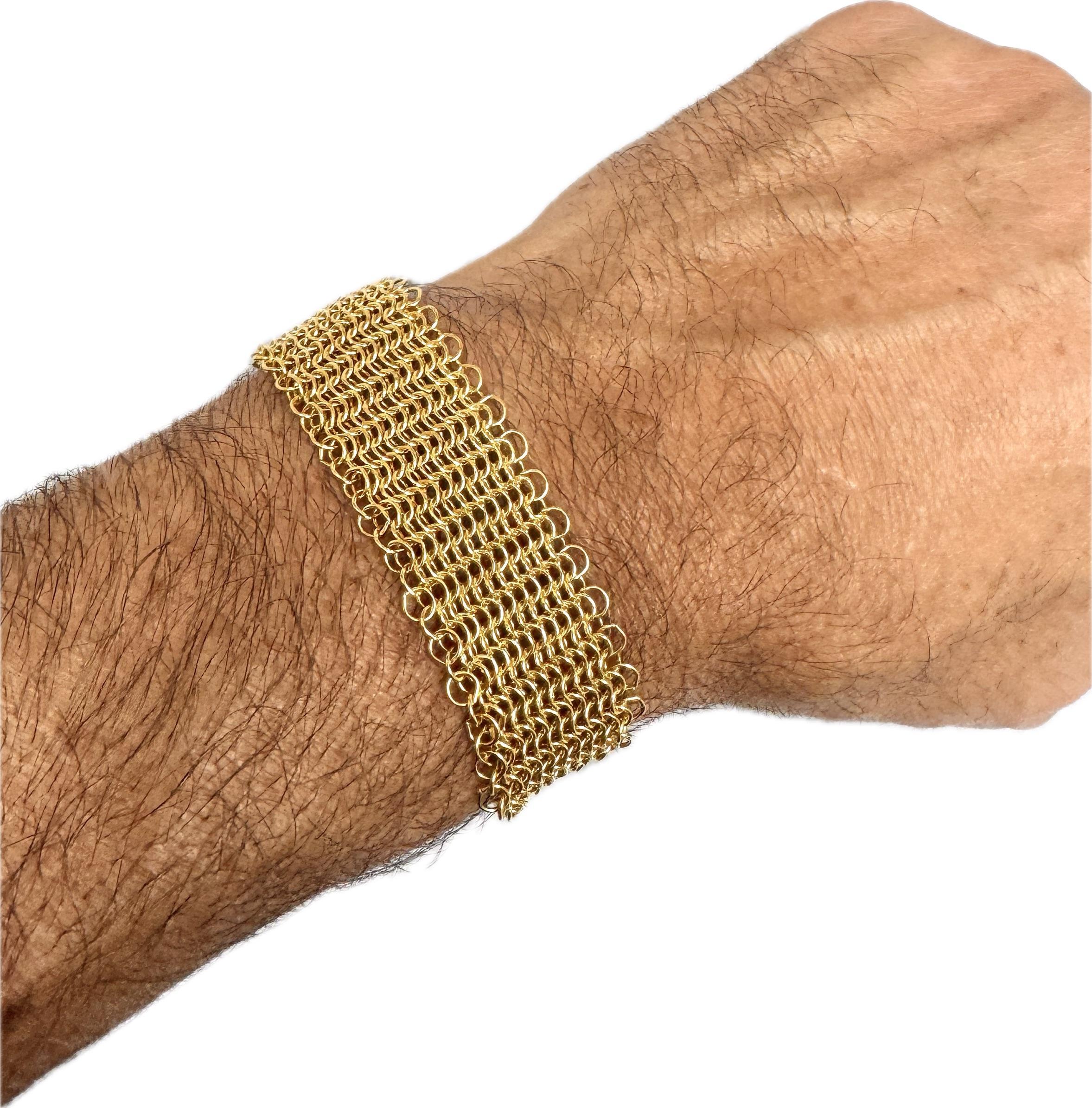 Tiffany & Co. Elsa Peretti Vintage 18K Yellow Gold Mesh Toggle Bracelet 8.5