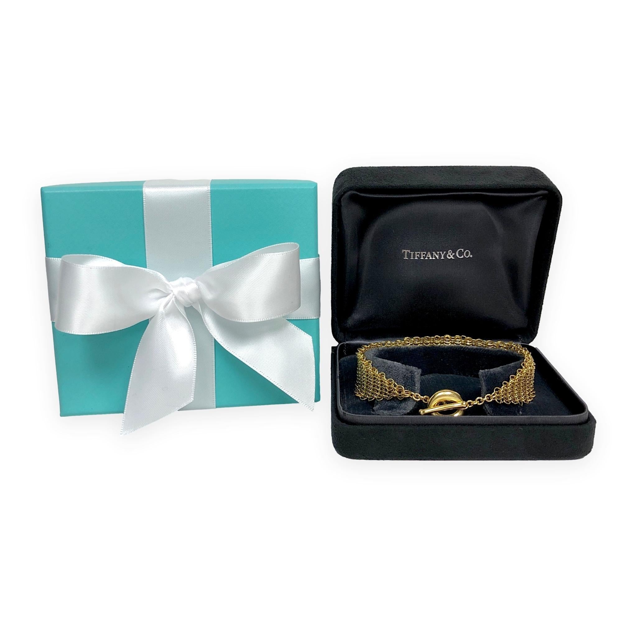 Tiffany & Co. Elsa Peretti Vintage 18K Yellow Gold Mesh Toggle Bracelet 8.5