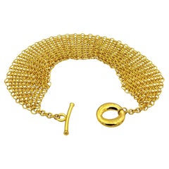 Tiffany & Co. Elsa Peretti Vintage 18K Yellow Gold Mesh Toggle Bracelet 8.5"