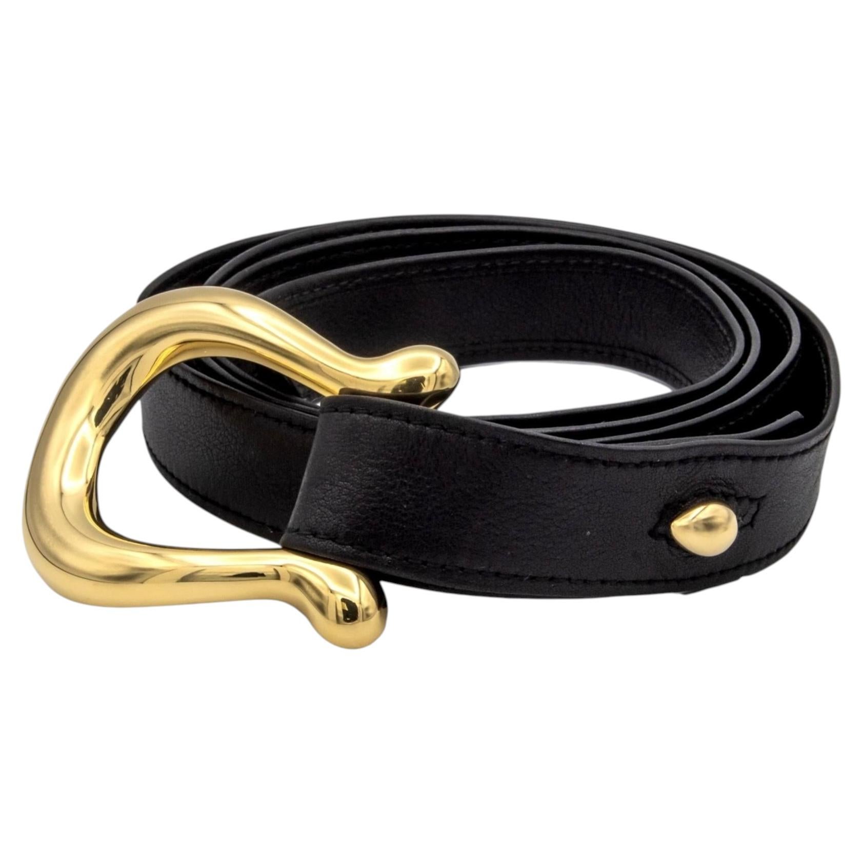 Tiffany & Co. Elsa Peretti Vintage Equestrian Horseshoe 18K Y Gold Buckle Belt