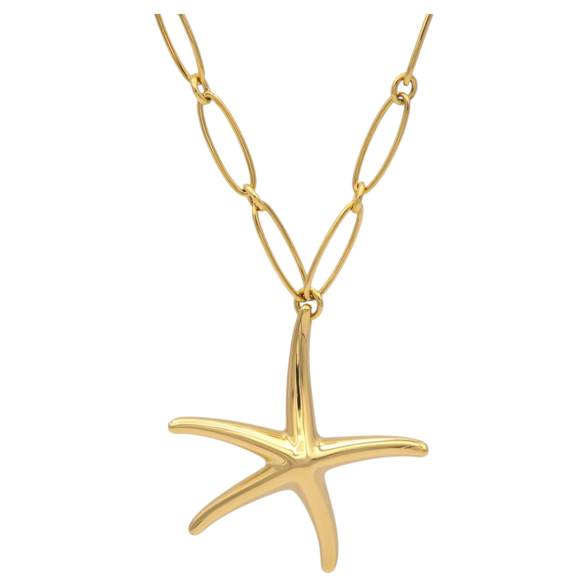 Tiffany & Co. Elsa Peretti Vintage Starfish Pendant Necklace in 18K Yellow Gold For Sale