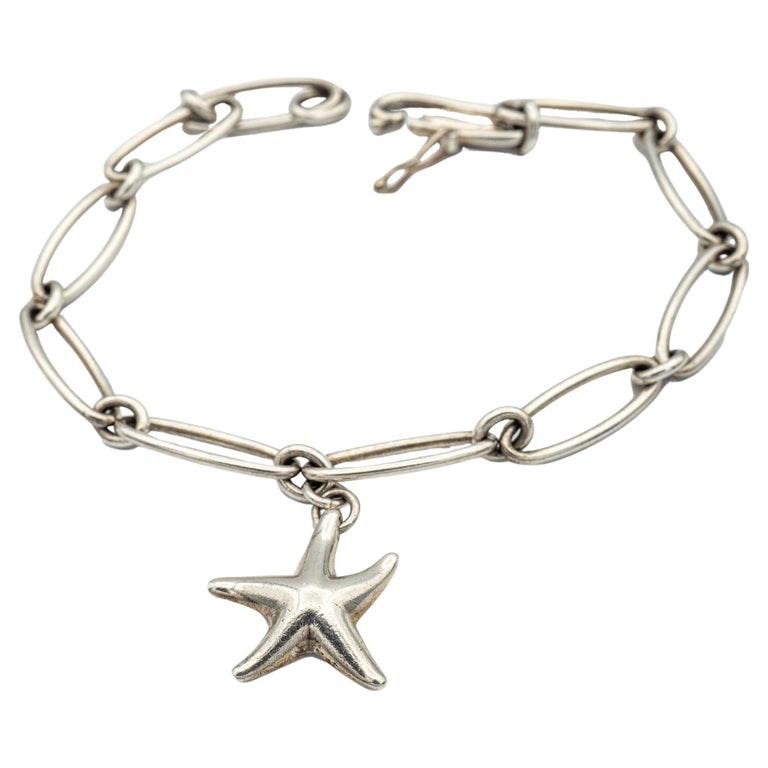 Tiffany and Co. Elsa Peretti Vintage Sterling Silver Starfish Charm Bracelet,  7.5" at 1stDibs