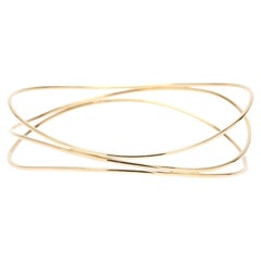 Tiffany & Co Elsa Peretti Wave 3 Row Bangle Bracelet, 18k Yellow Gold, 7.5 Inch
