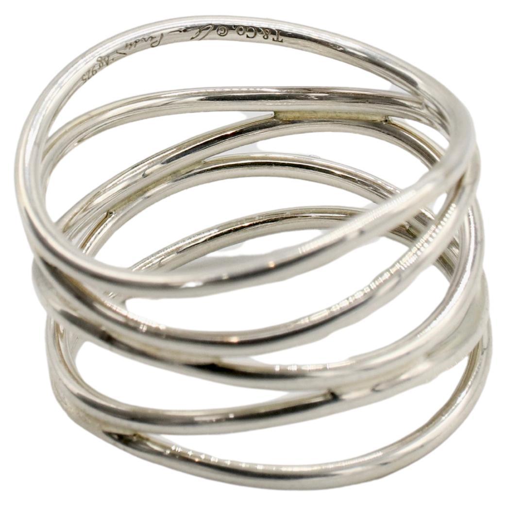 Modern Tiffany & Co. Elsa Peretti Wave 5 Row  Sterling Silver Band Ring