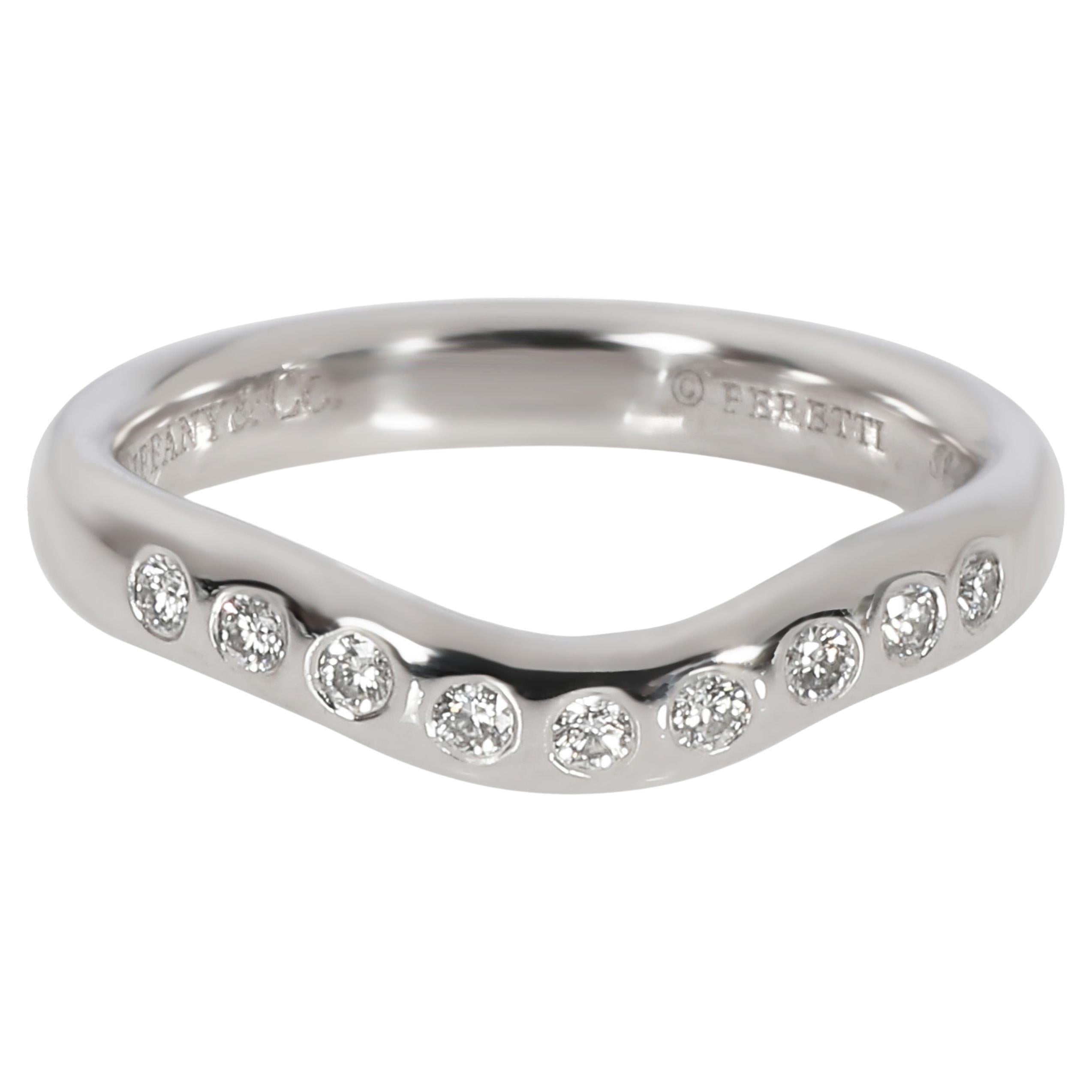 Tiffany & Co. Elsa Peretti Wave Diamond Wedding Band in Platinum 0.06 CTW