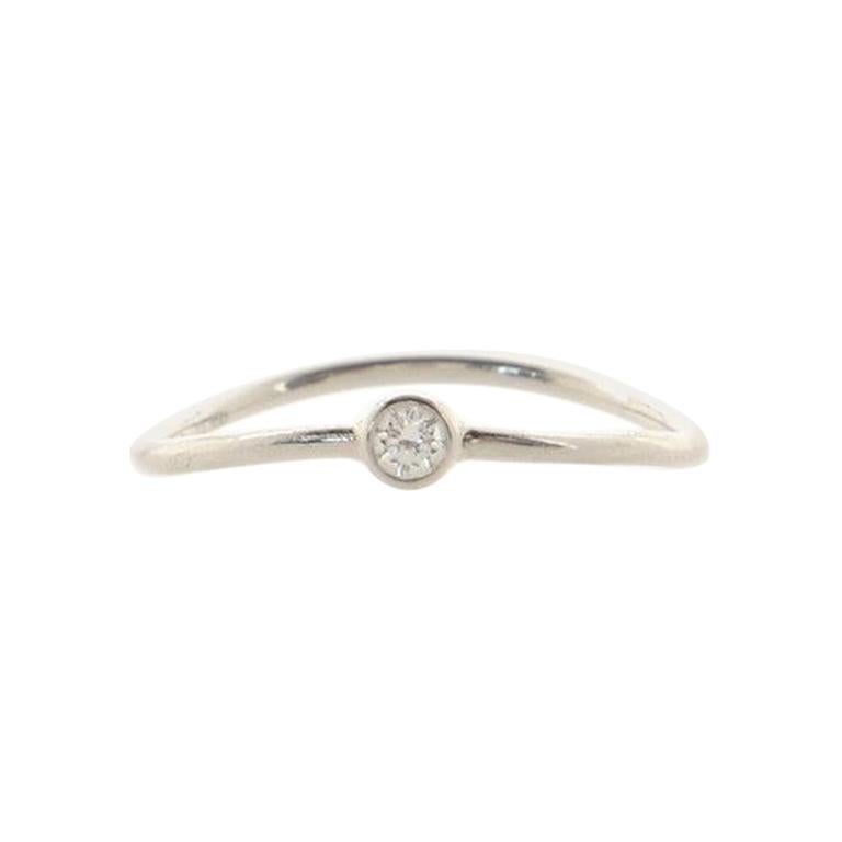 Tiffany & Co. Elsa Peretti Wave Single Row Ring 18K White Gold and Diamon