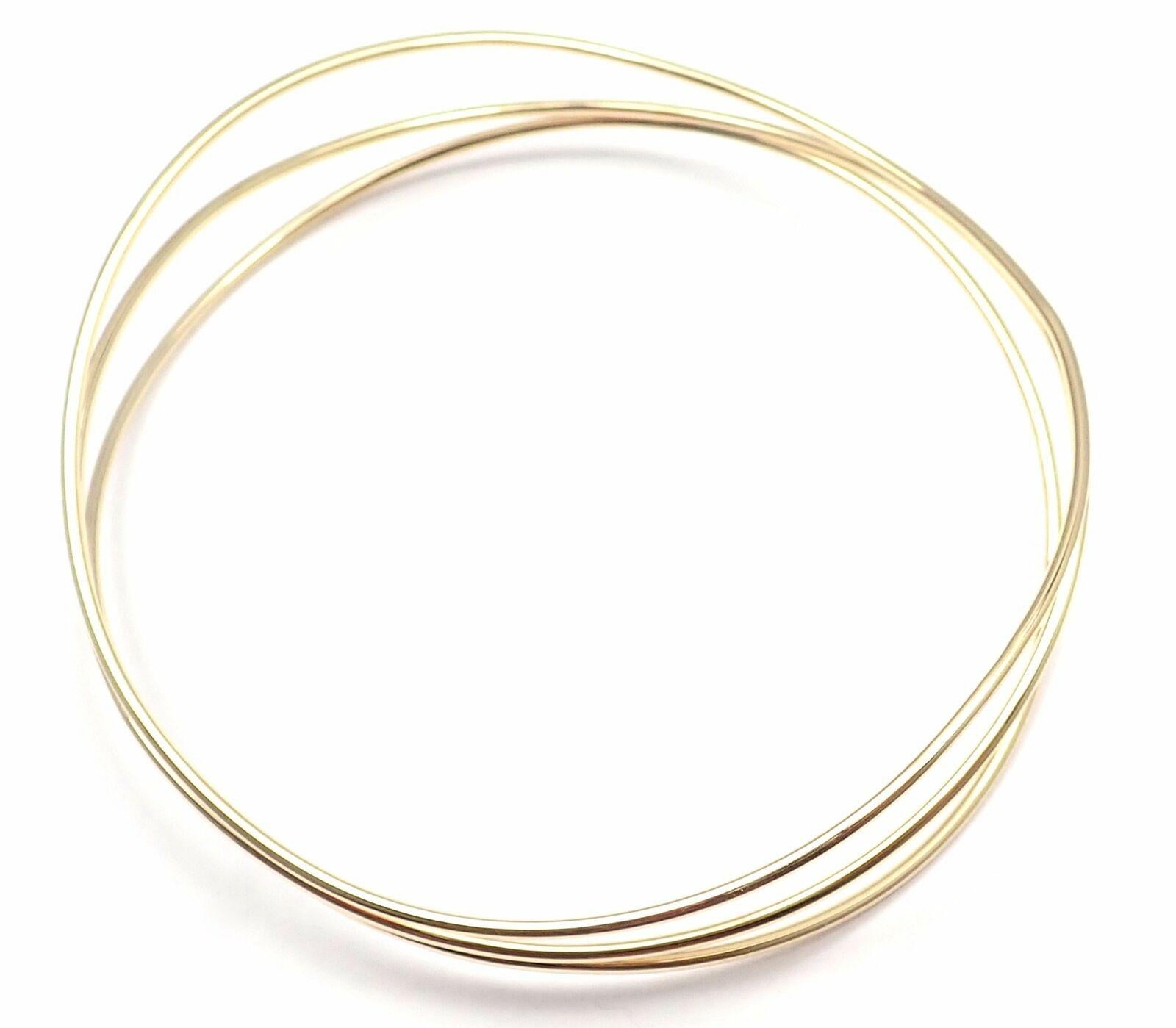 Tiffany & Co Elsa Peretti Wave Three-Row Yellow Gold Bangle Bracelet In Excellent Condition In Holland, PA