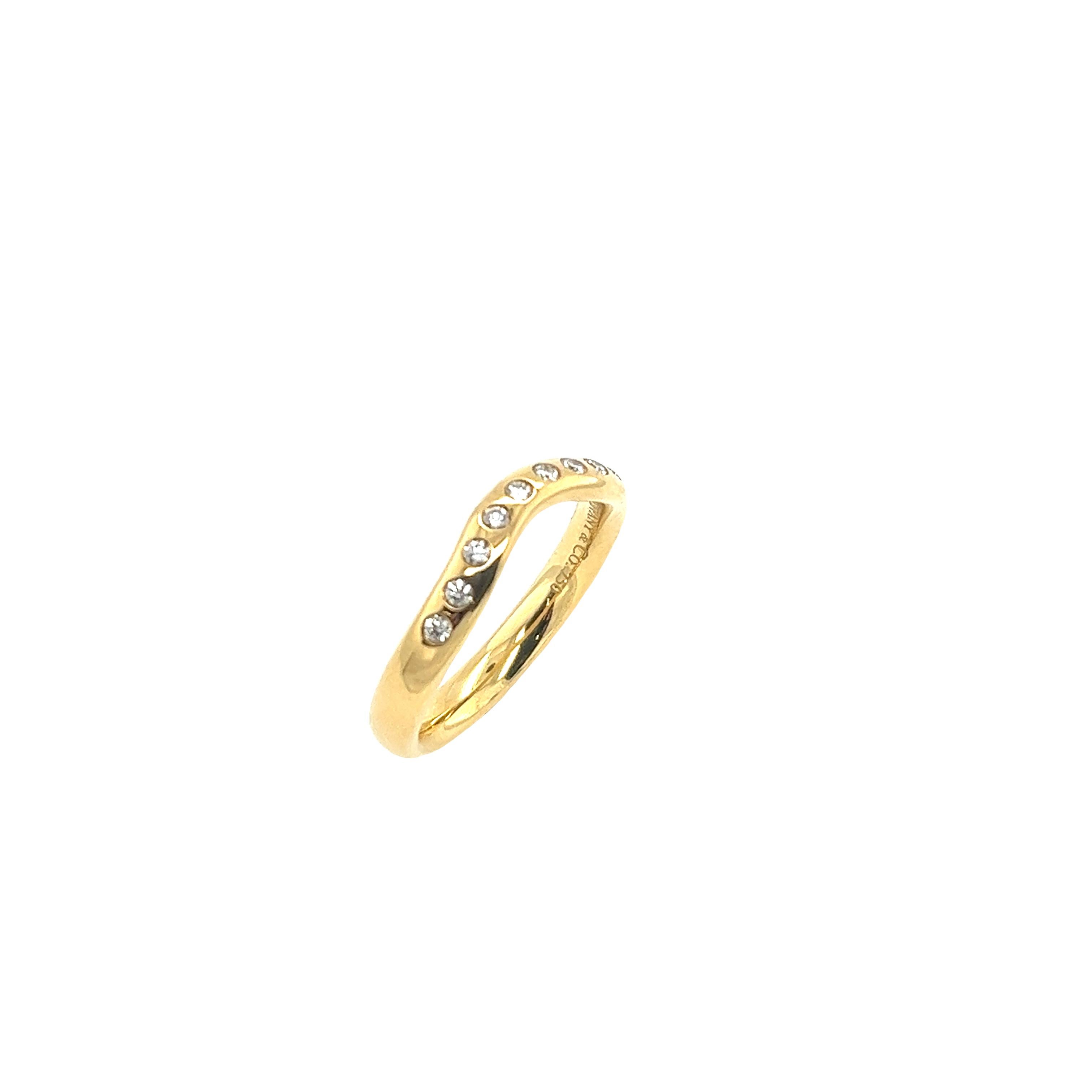 Women's Tiffany & Co. Elsa Peretti Wedding Band Set With 9 Diamonds in 18ct Yellow Gold For Sale