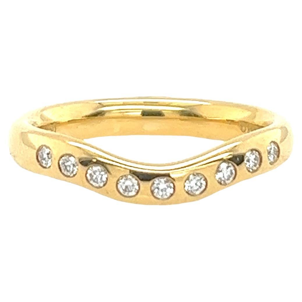 Tiffany & Co. Elsa Peretti Wedding Band Set With 9 Diamonds in 18ct Yellow Gold For Sale