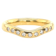Used Tiffany & Co. Elsa Peretti Wedding Band Set With 9 Diamonds in 18ct Yellow Gold