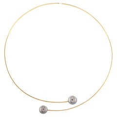 Tiffany & Co. Elsa Peretti Wire Choker Necklace 18k Yellow Gold with Pearls