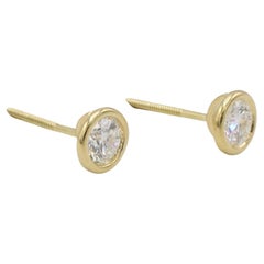 Tiffany & Co. Elsa Peretti Yellow Gold 1.10 Carat Natural Diamond Stud Earrings