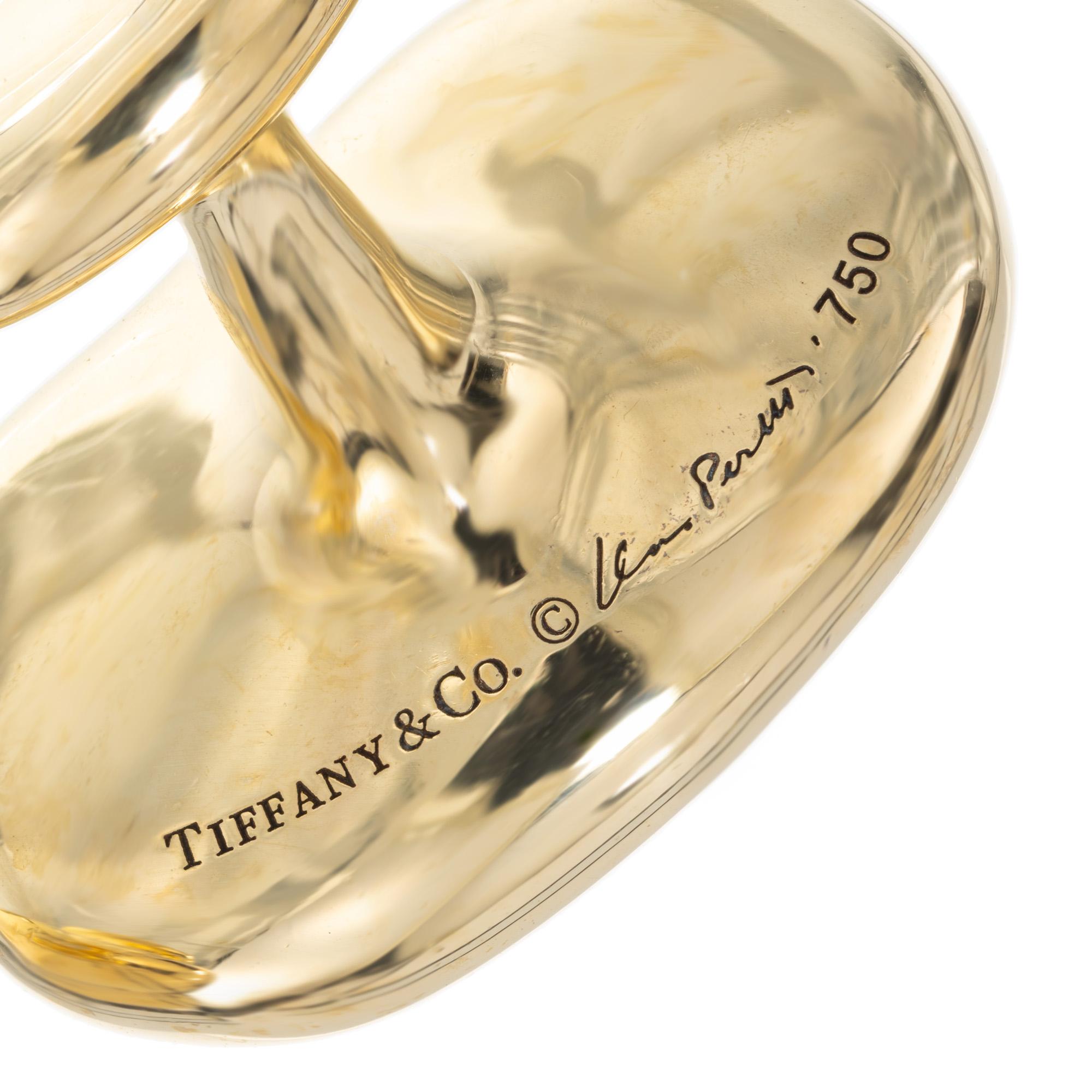 Tiffany & Co Elsa Peretti Yellow Gold Bean Cufflinks  For Sale 2