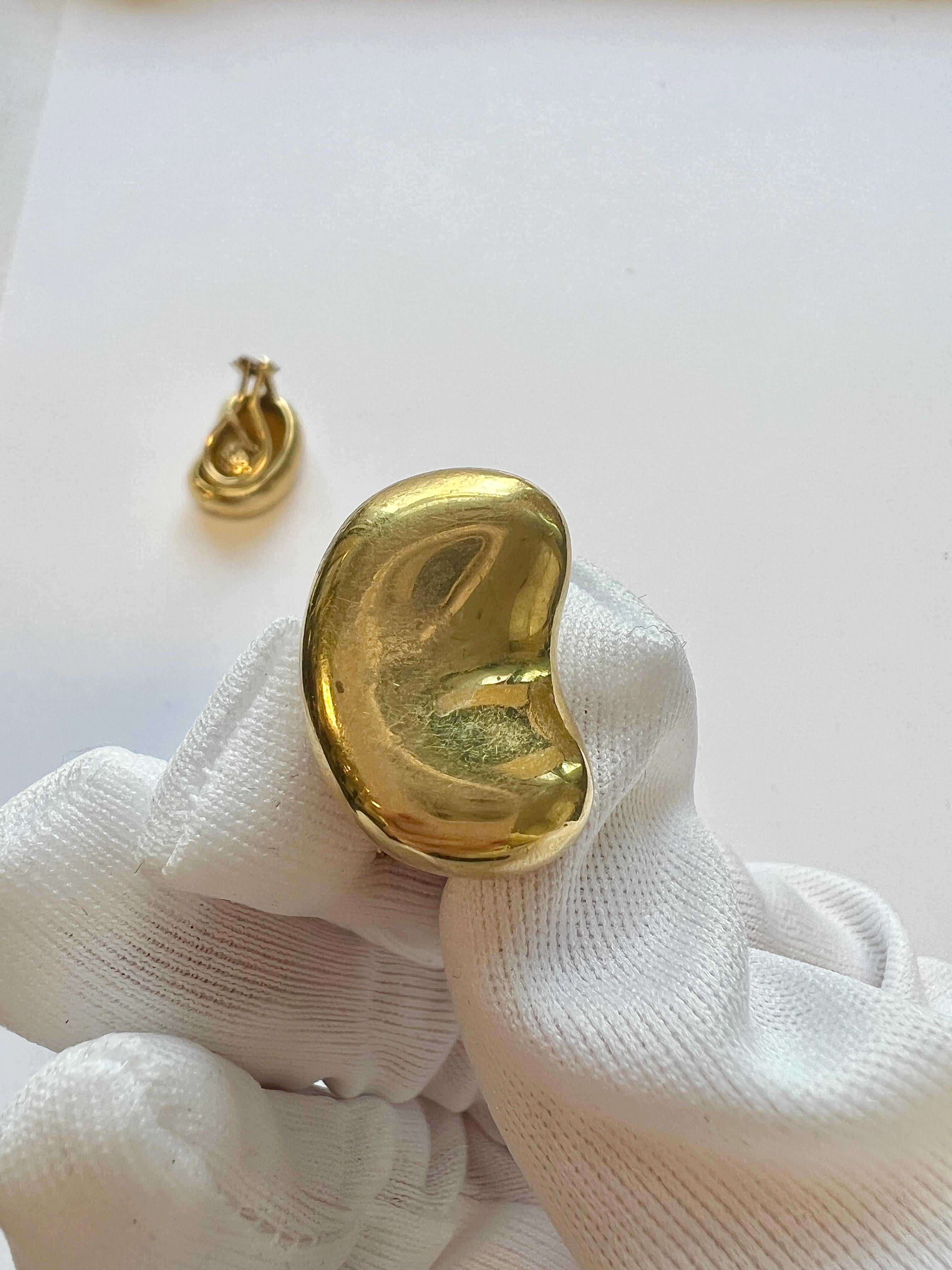Tiffany & Co Elsa Peretti Yellow Gold Bean Earrings For Sale 6