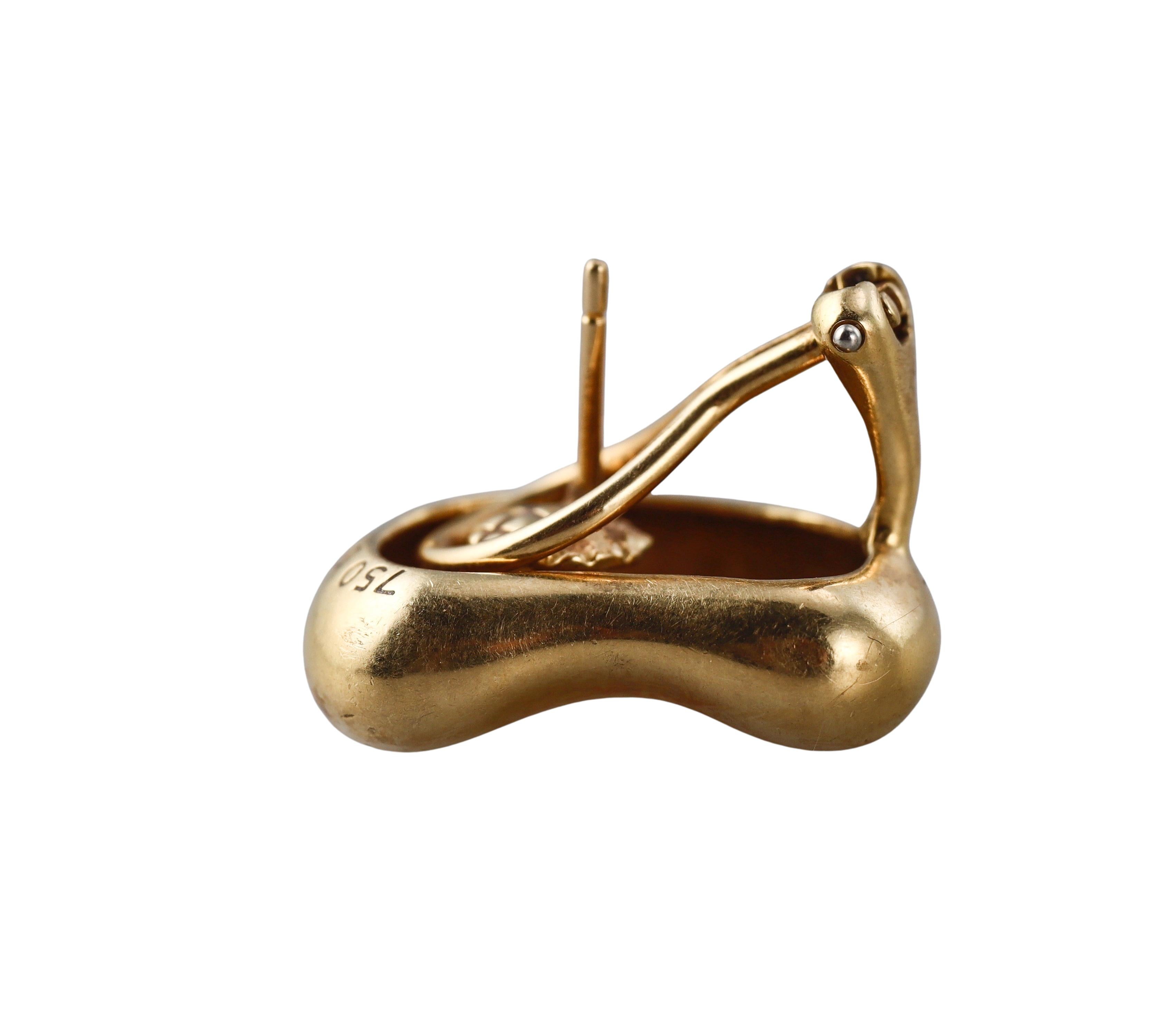 Tiffany & Co Elsa Peretti Yellow Gold Bean Earrings For Sale 1