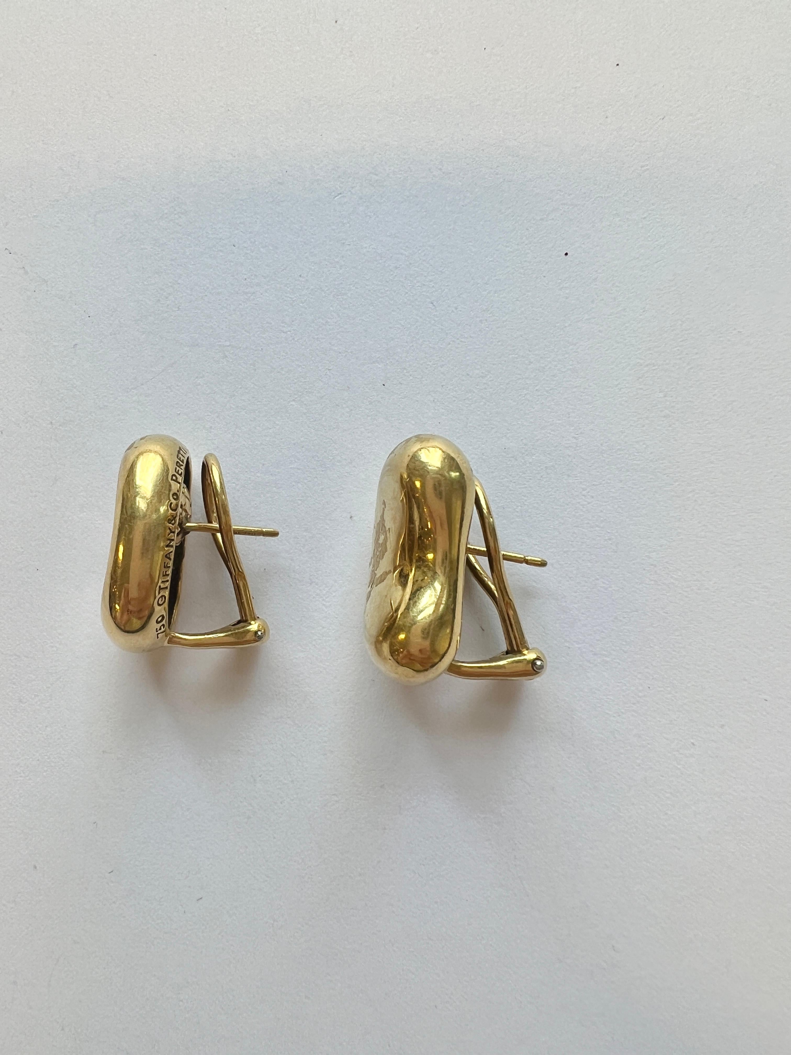 Tiffany & Co Elsa Peretti Yellow Gold Bean Earrings For Sale 4
