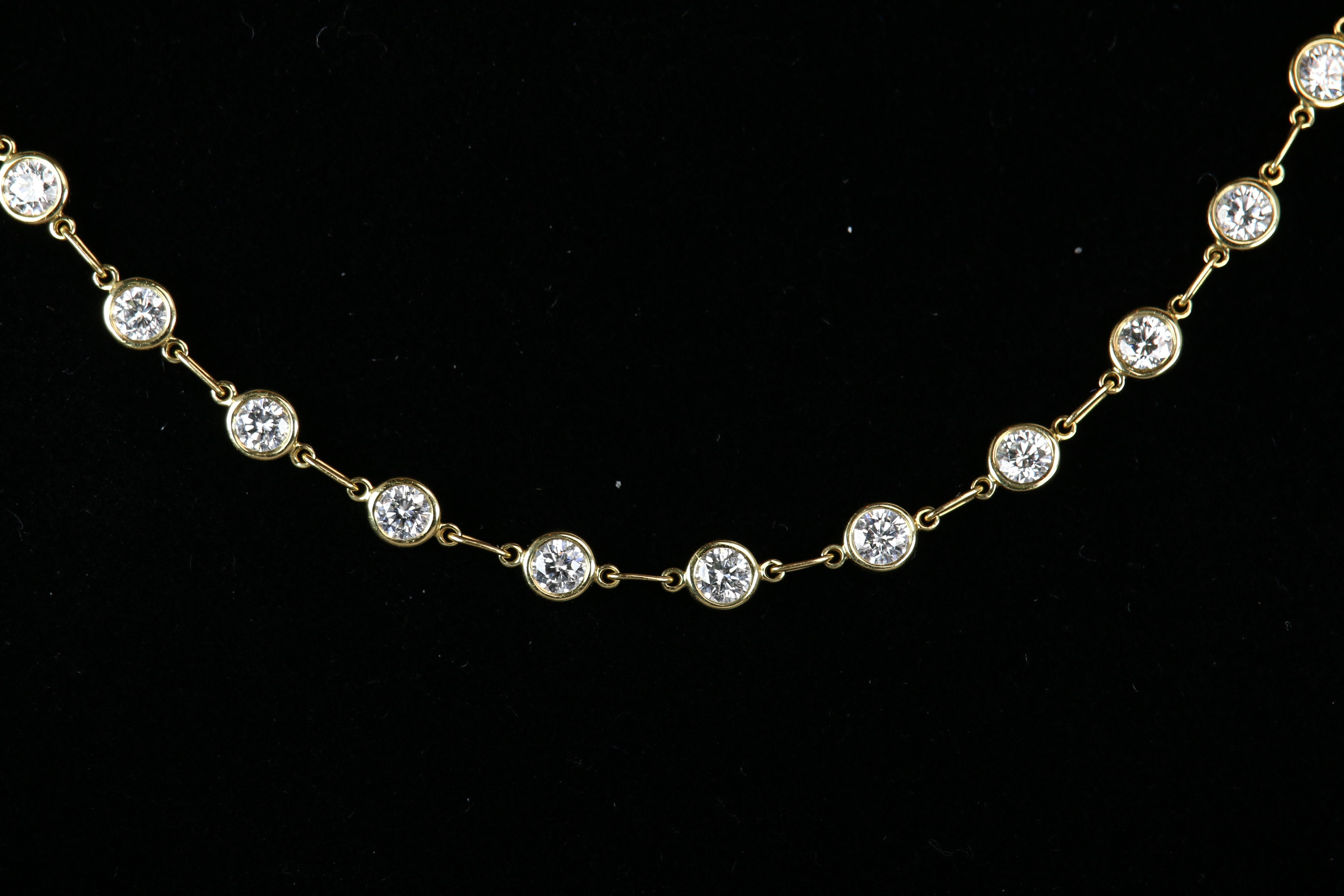 Modern Tiffany & Co. Elsa Peretti Yellow Gold Diamonds by the Yard Necklace