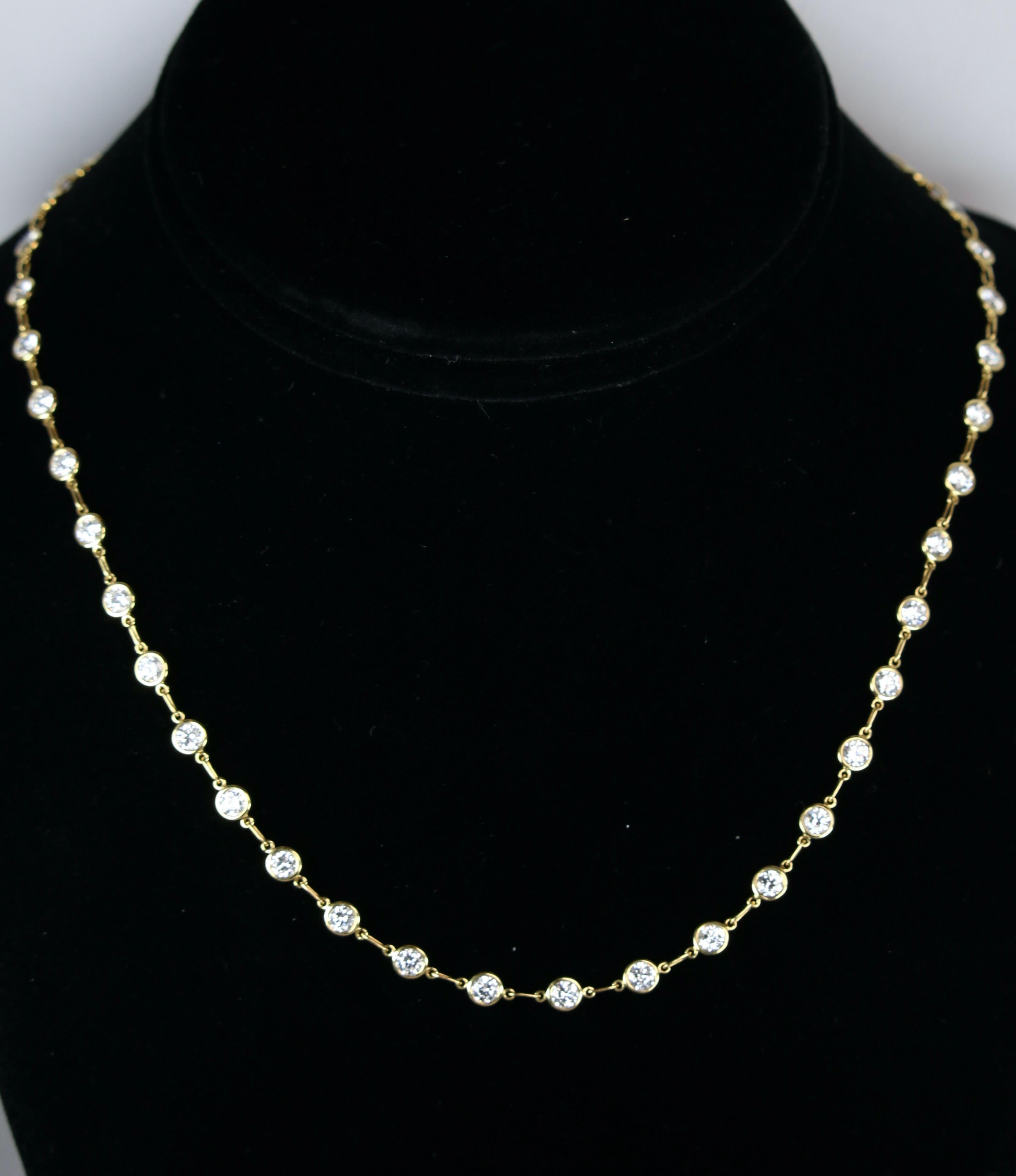 Round Cut Tiffany & Co. Elsa Peretti Yellow Gold Diamonds by the Yard Necklace