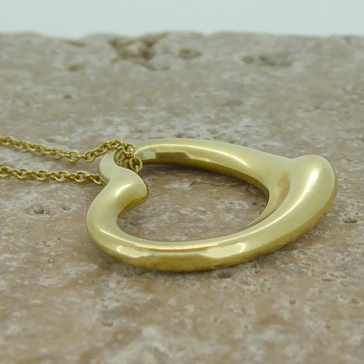 Women's Tiffany & Co. Elsa Peretti Yellow Gold Open Heart Pendant and Chain