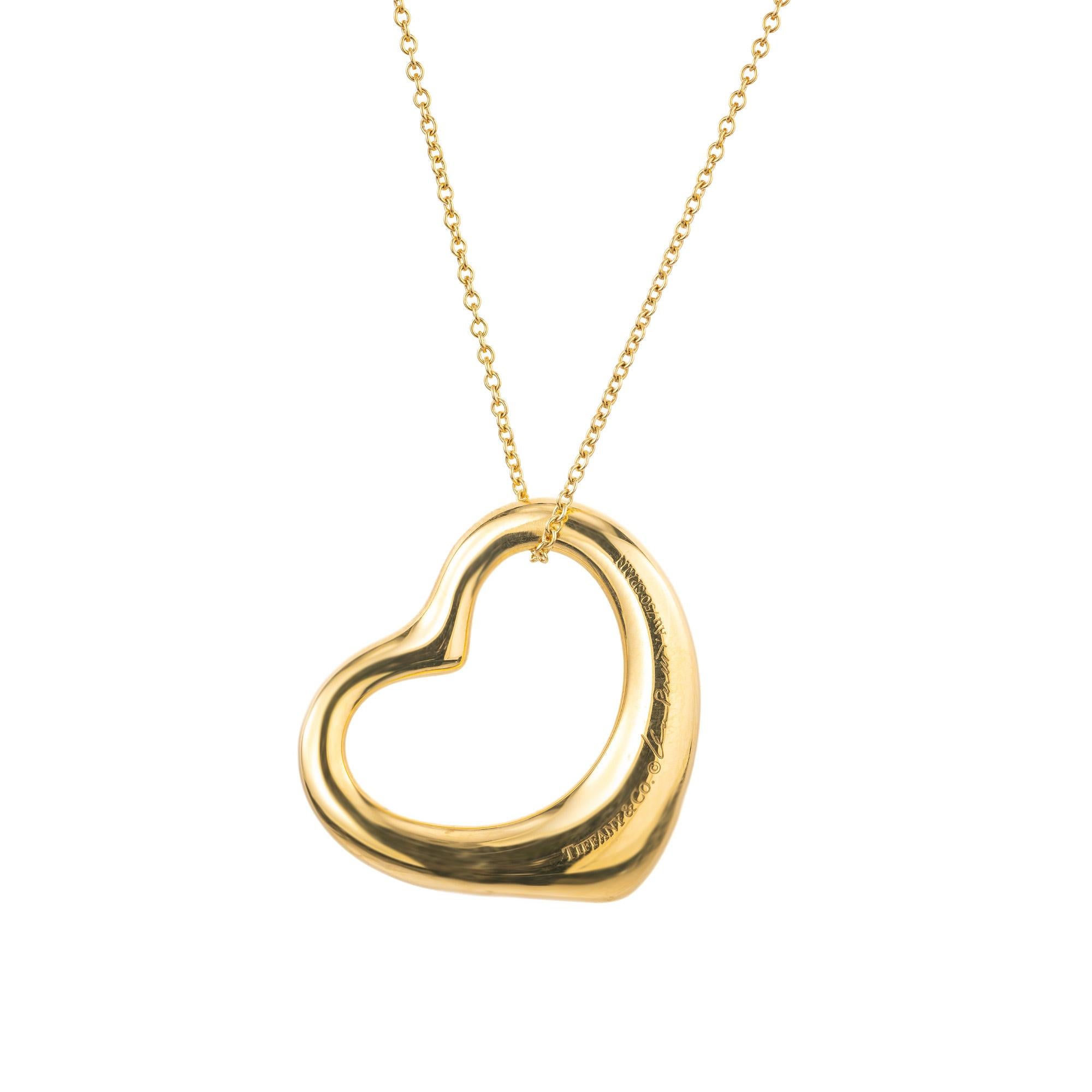 Tiffany & Co. Elsa Peretti Halskette mit offenem Herzanhänger aus Gelbgold im Zustand „Hervorragend“ im Angebot in Stamford, CT