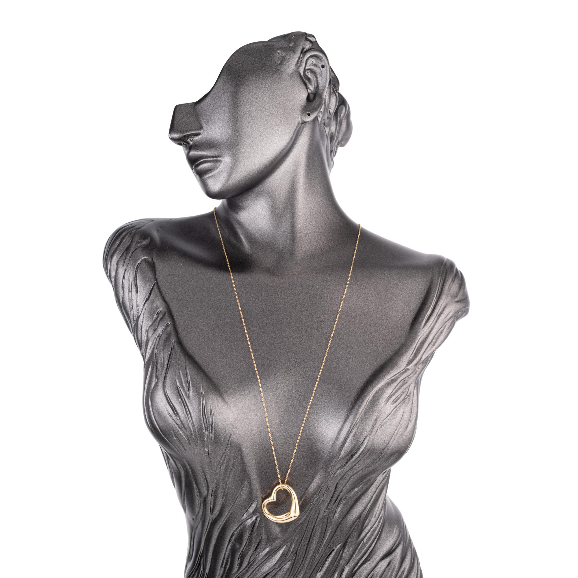 Tiffany & Co. Elsa Peretti Halskette mit offenem Herzanhänger aus Gelbgold im Angebot 3