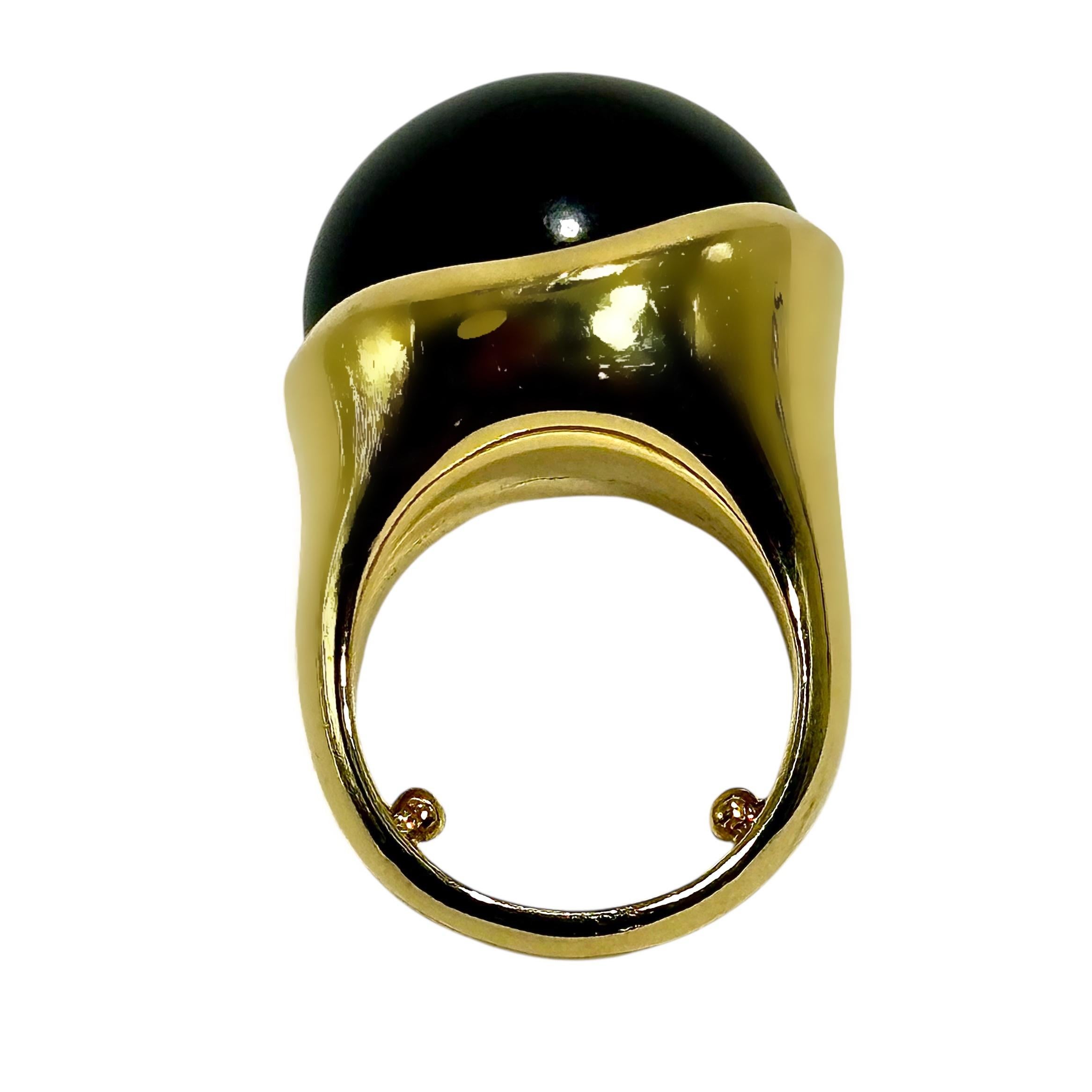 Tiffany & Co Elsa Peretti for Tiffany & Co.  Bague en or jaune sertie de jade noir mystique en vente 4