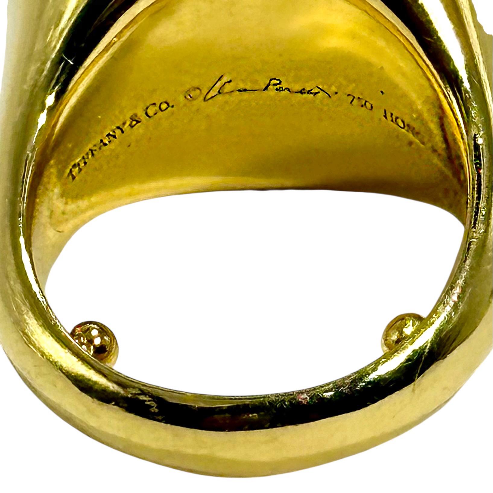 Tiffany & Co Elsa Peretti for Tiffany & Co.  Bague en or jaune sertie de jade noir mystique en vente 5