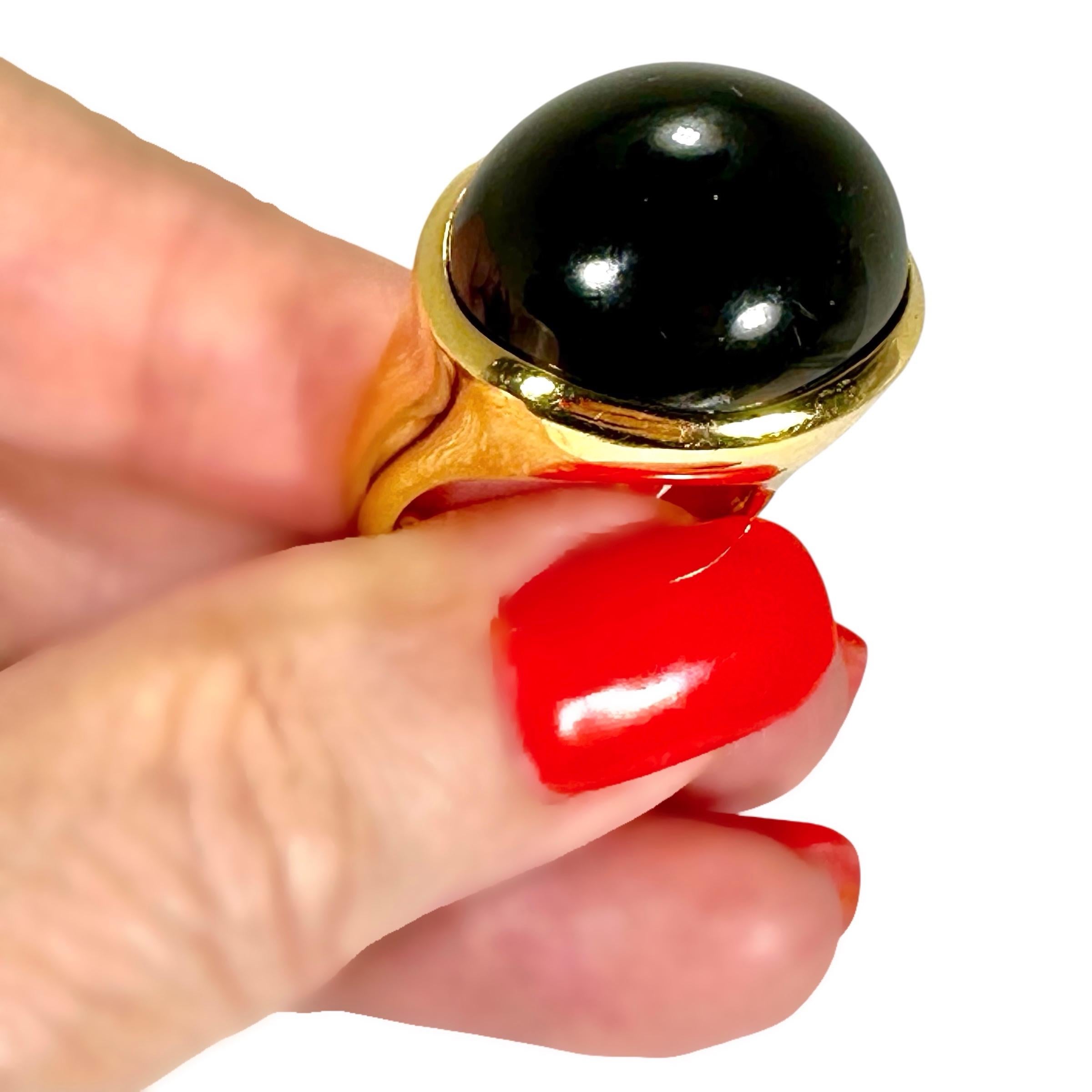 Tiffany & Co Elsa Peretti for Tiffany & Co.  Bague en or jaune sertie de jade noir mystique en vente 9