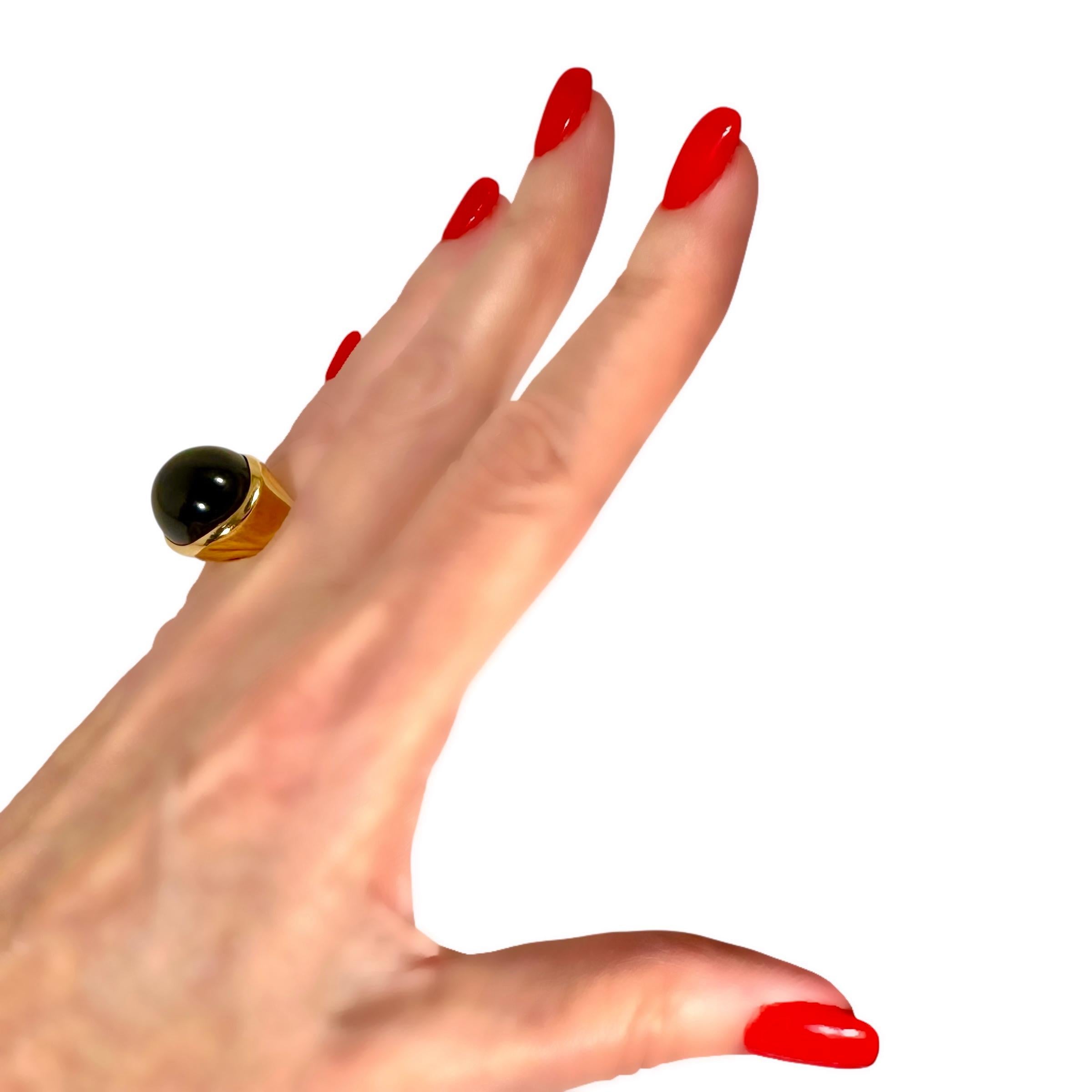 Tiffany & Co Elsa Peretti for Tiffany & Co.  Bague en or jaune sertie de jade noir mystique en vente 11