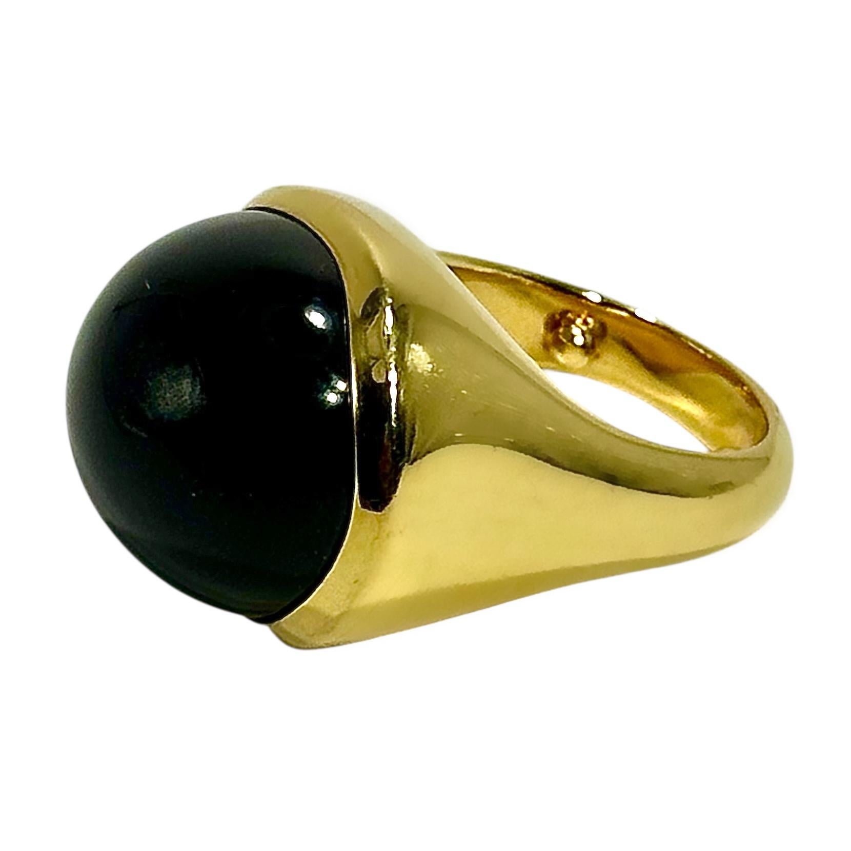 Tiffany & Co Elsa Peretti for Tiffany & Co.  Bague en or jaune sertie de jade noir mystique Pour femmes en vente