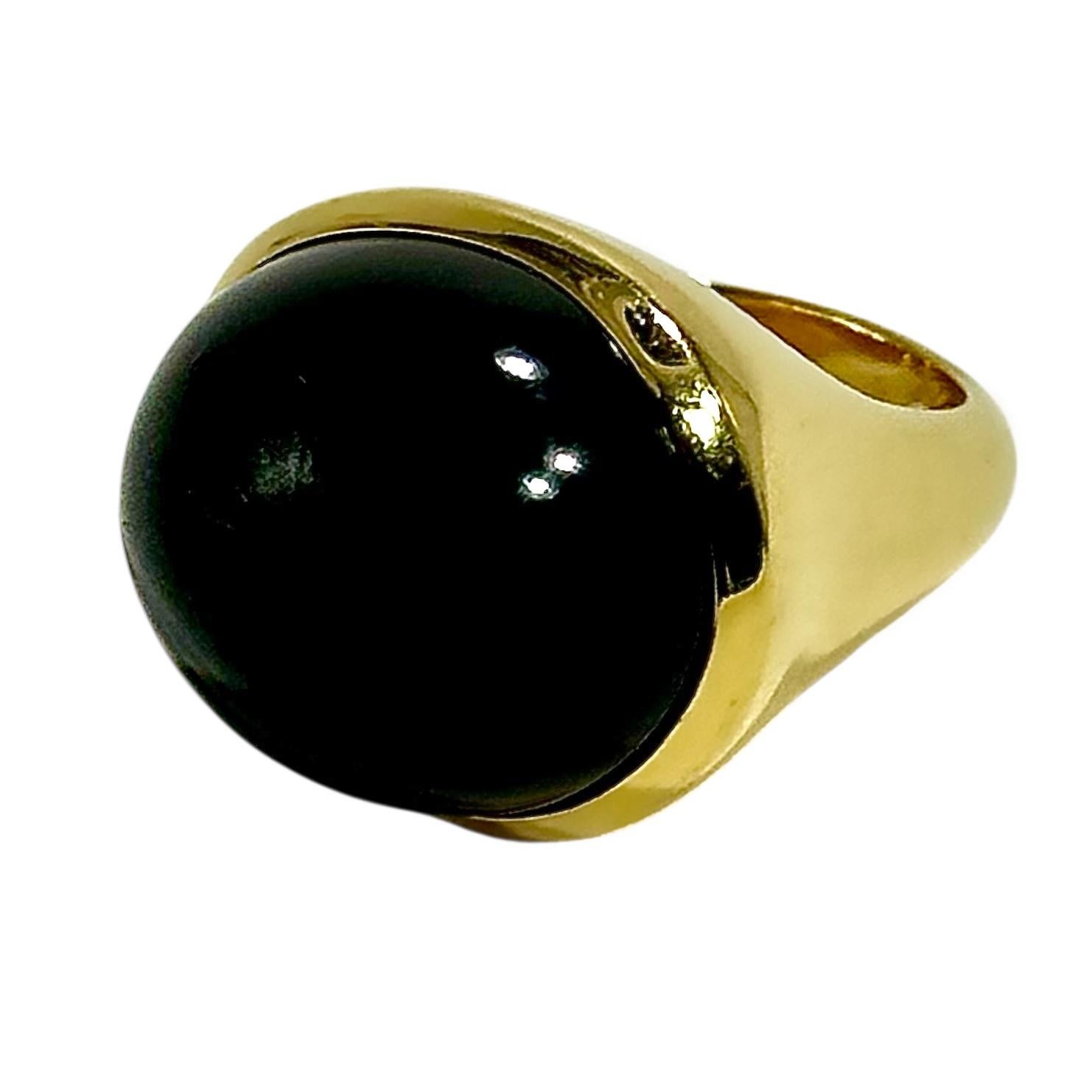 Tiffany & Co Elsa Peretti for Tiffany & Co.  Bague en or jaune sertie de jade noir mystique en vente 1